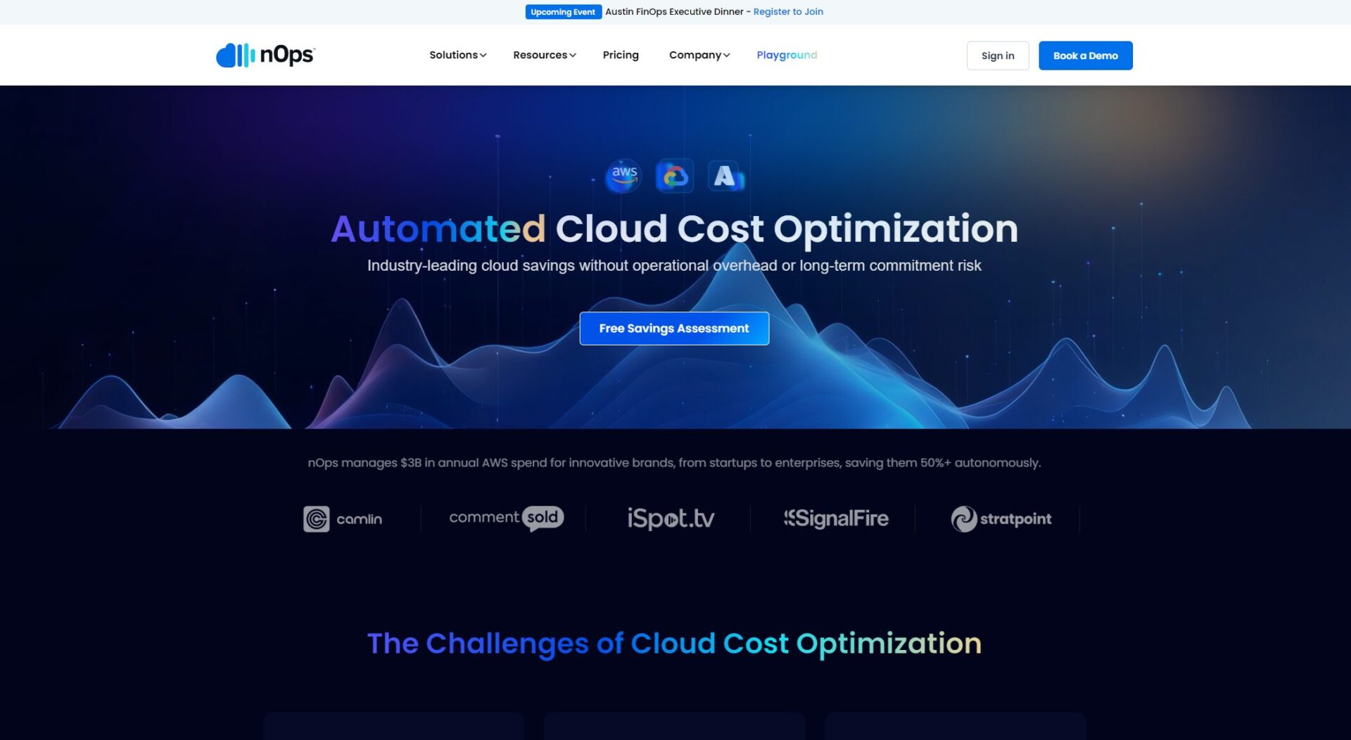 nOps官网首页截图
