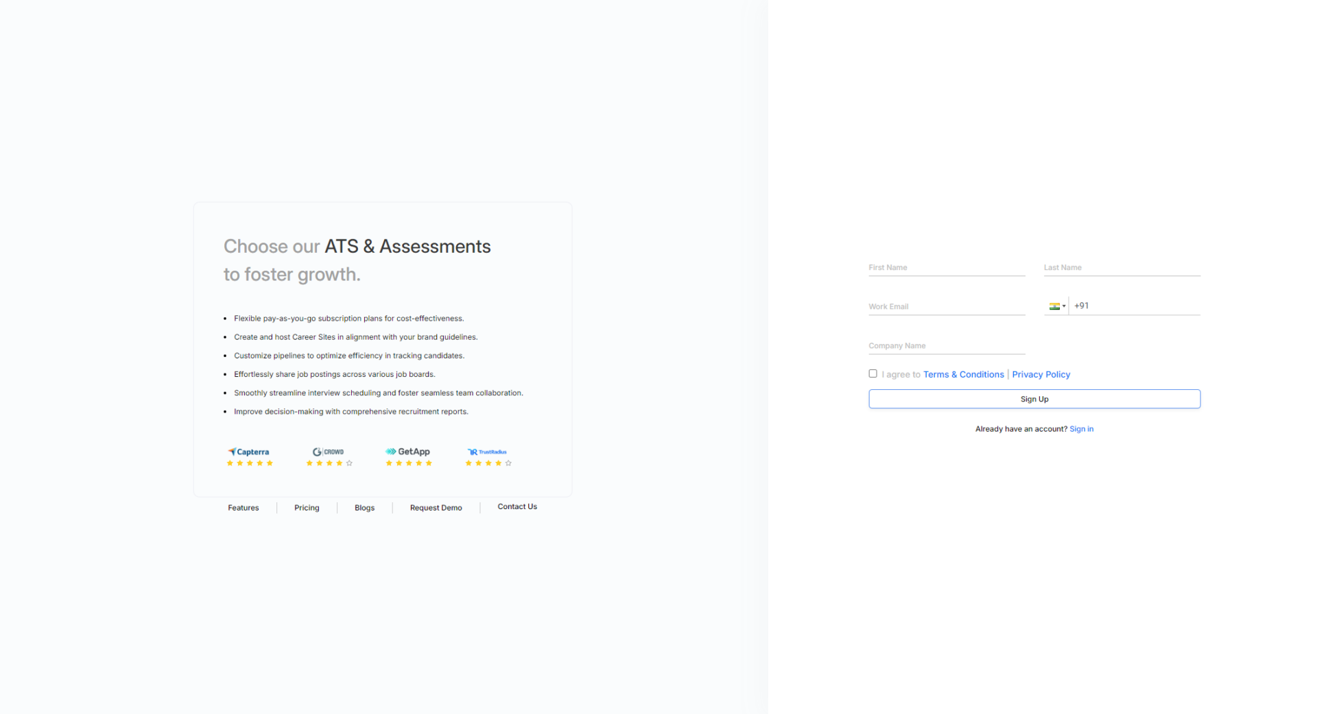 Pitch N Hire注册登录页