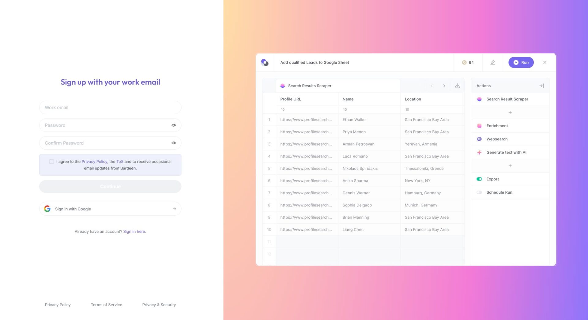 Bardeen AI注册登录页