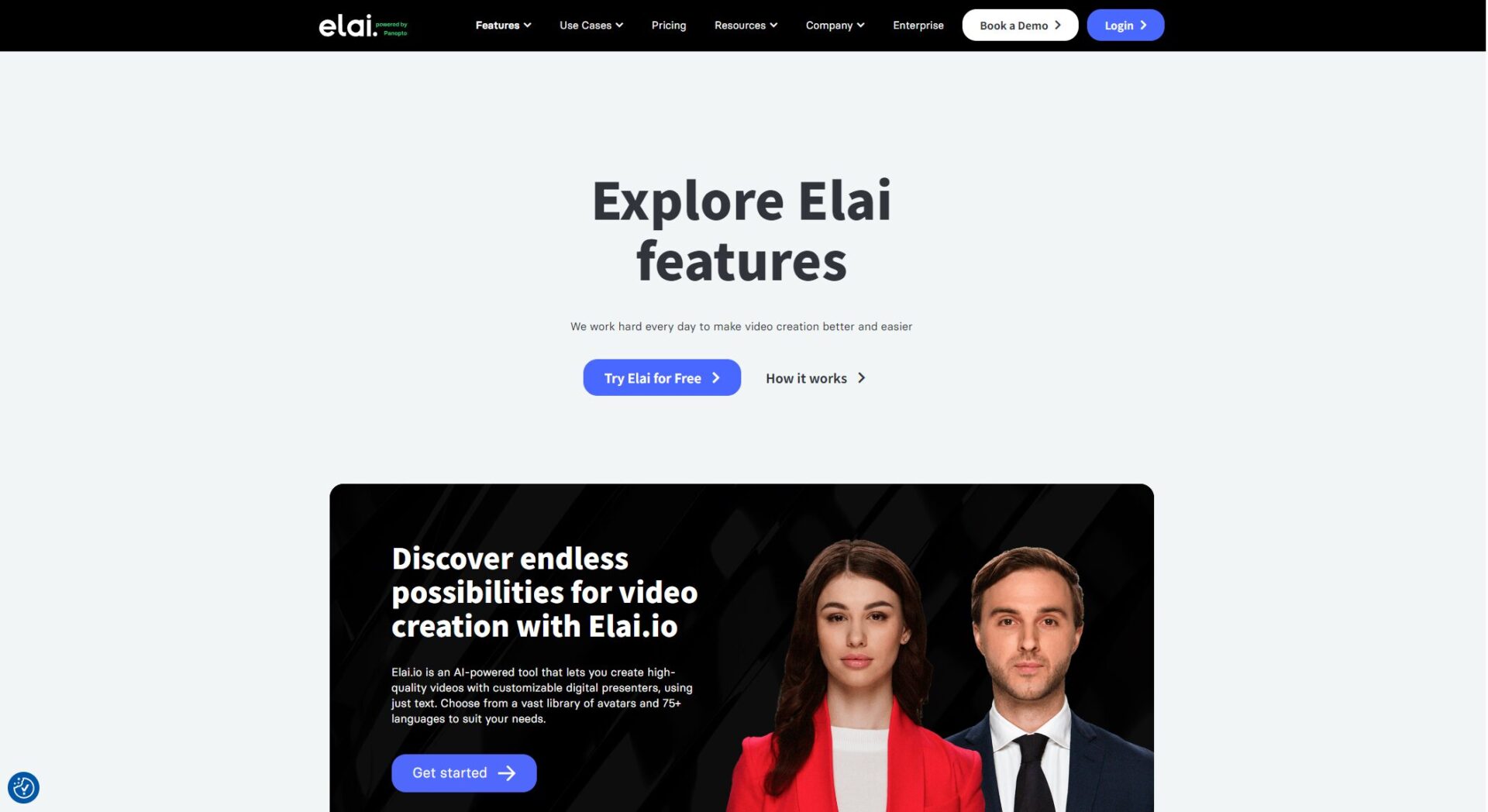 Elai.io功能展示页面截图