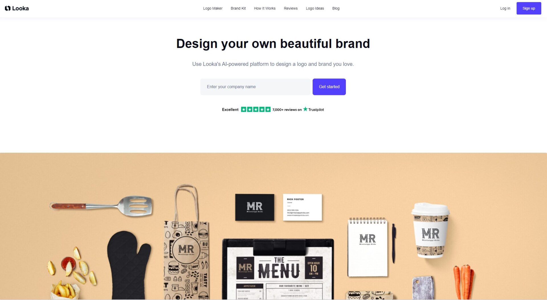 Looka logo品牌方案生成页面