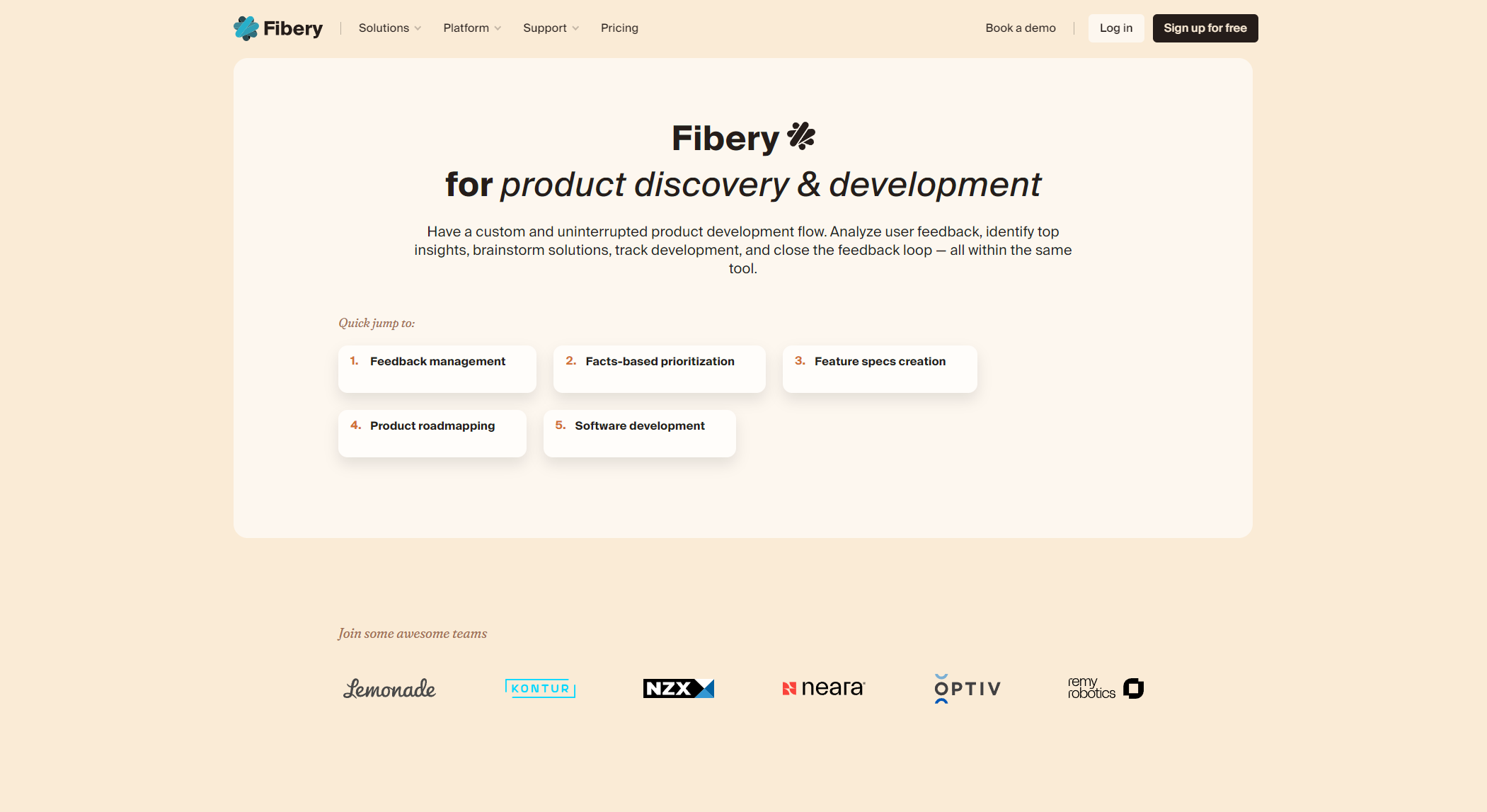 Fibery功能介绍页