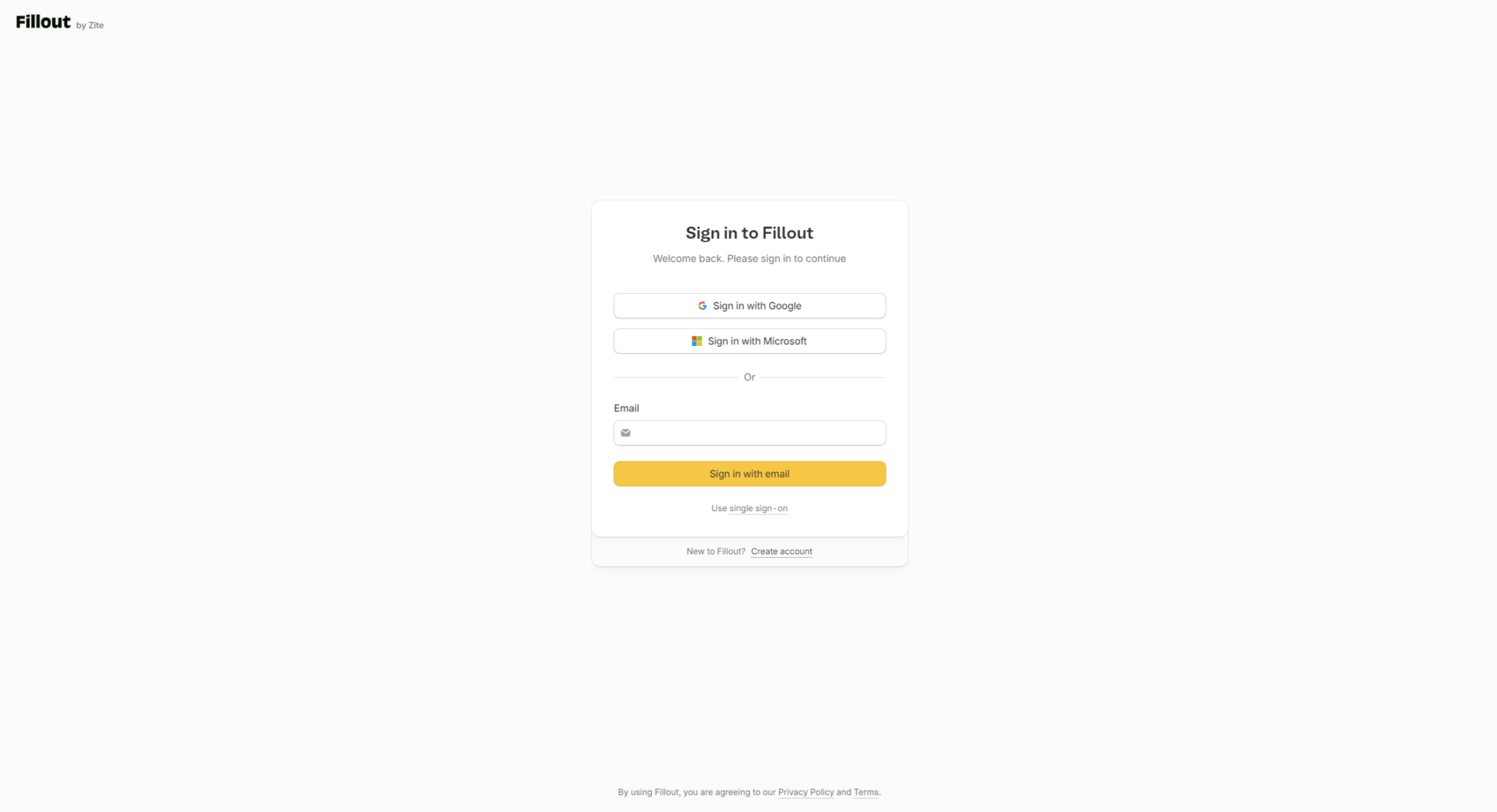 Fillout注册登录页