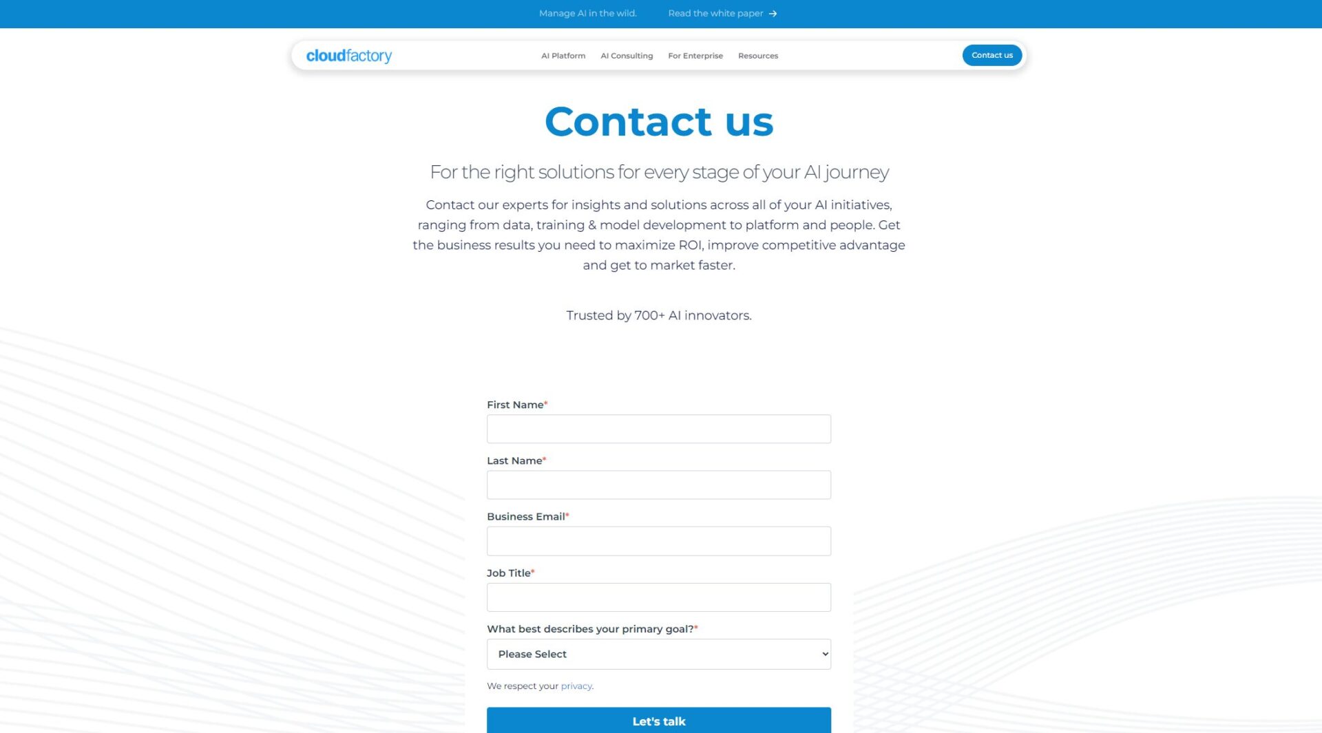 CloudFactory联系页