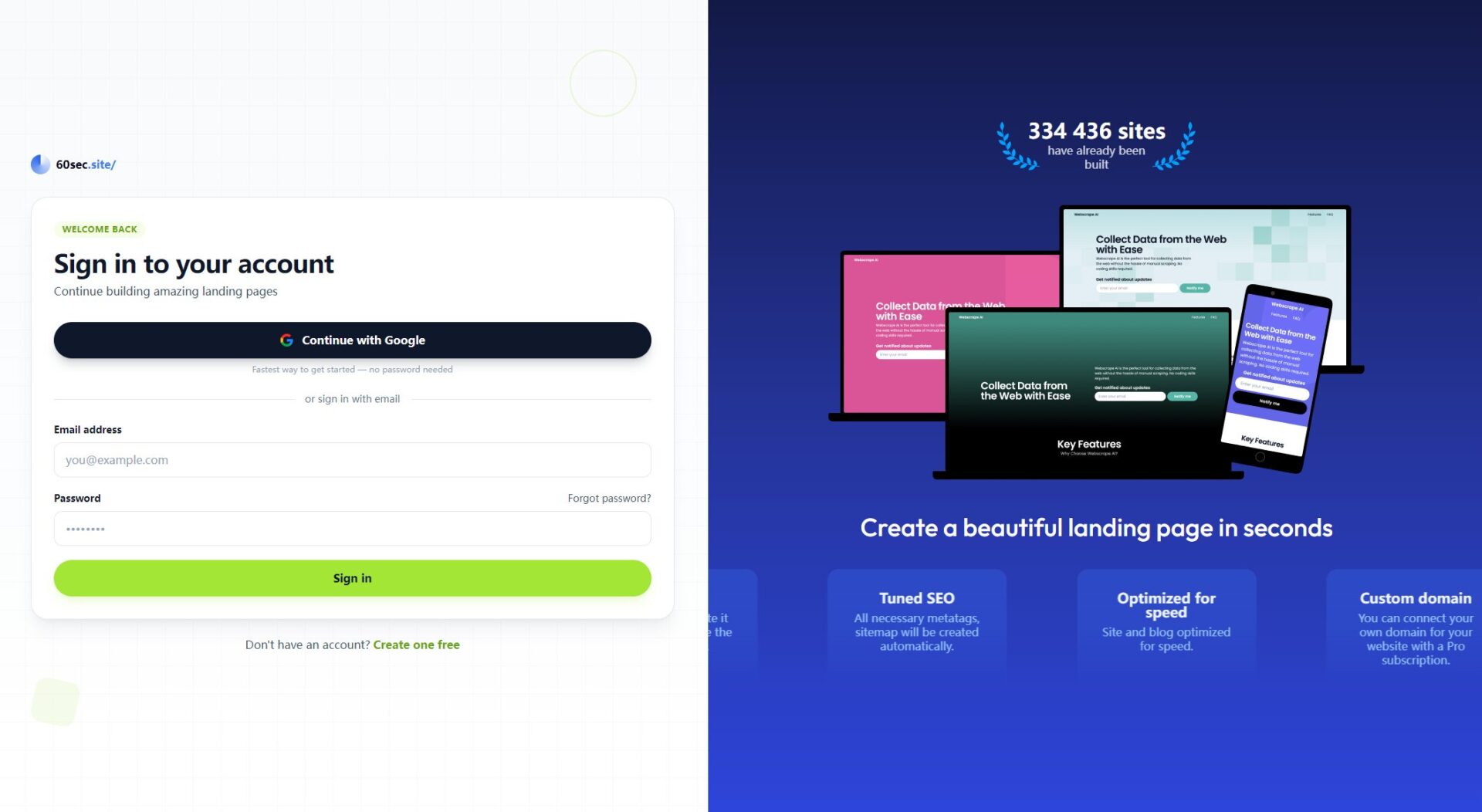 60SEC.SITE注册登录页