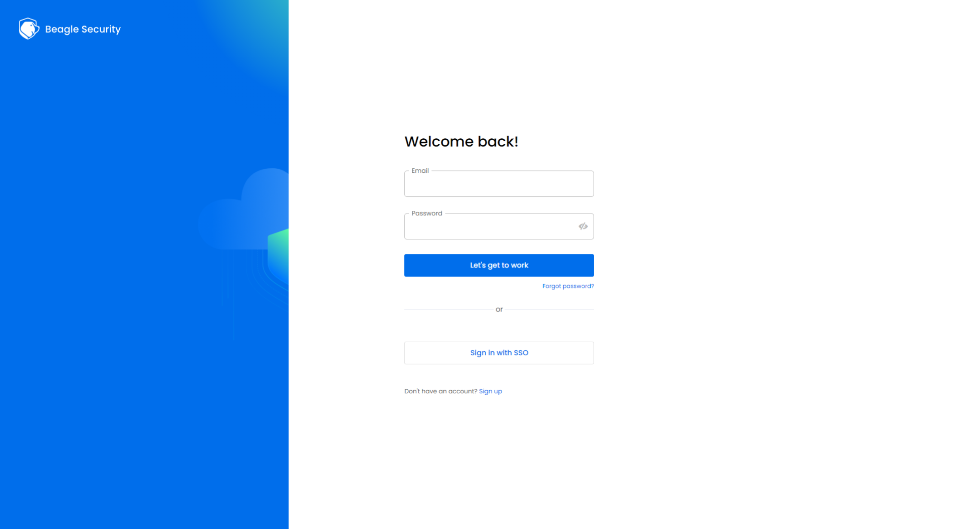 Beagle Security注册登录页