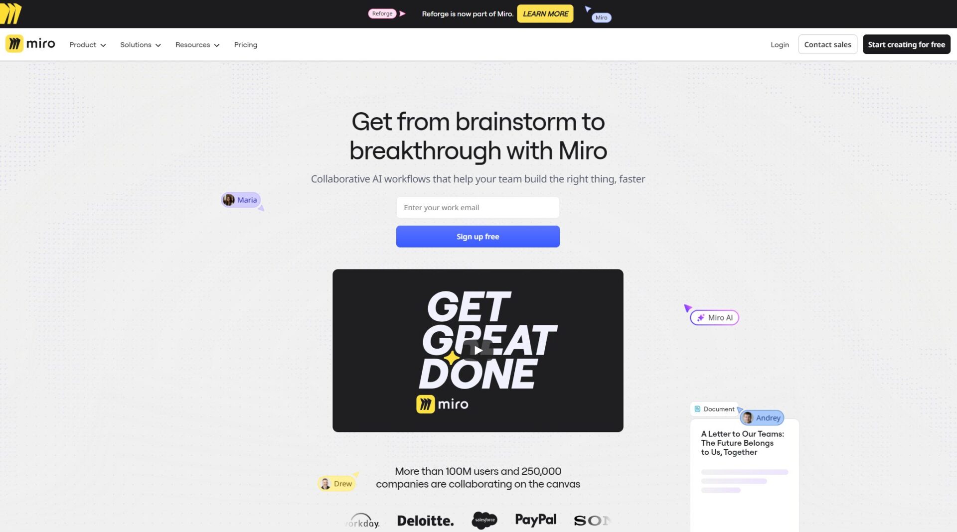 Miro官网首页截图