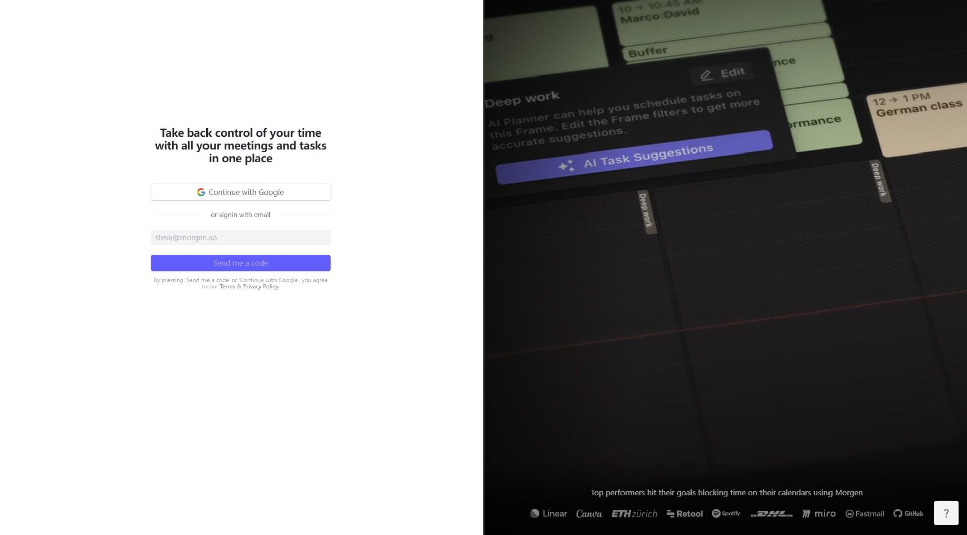 Morgen注册登录页