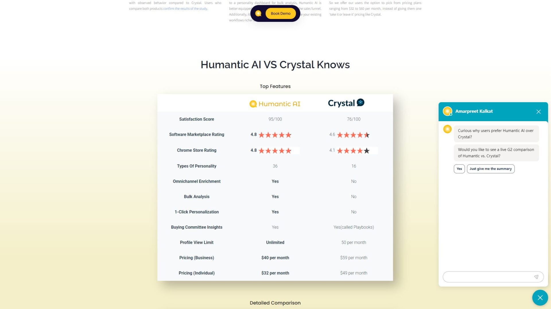 竞品对比页面截图
