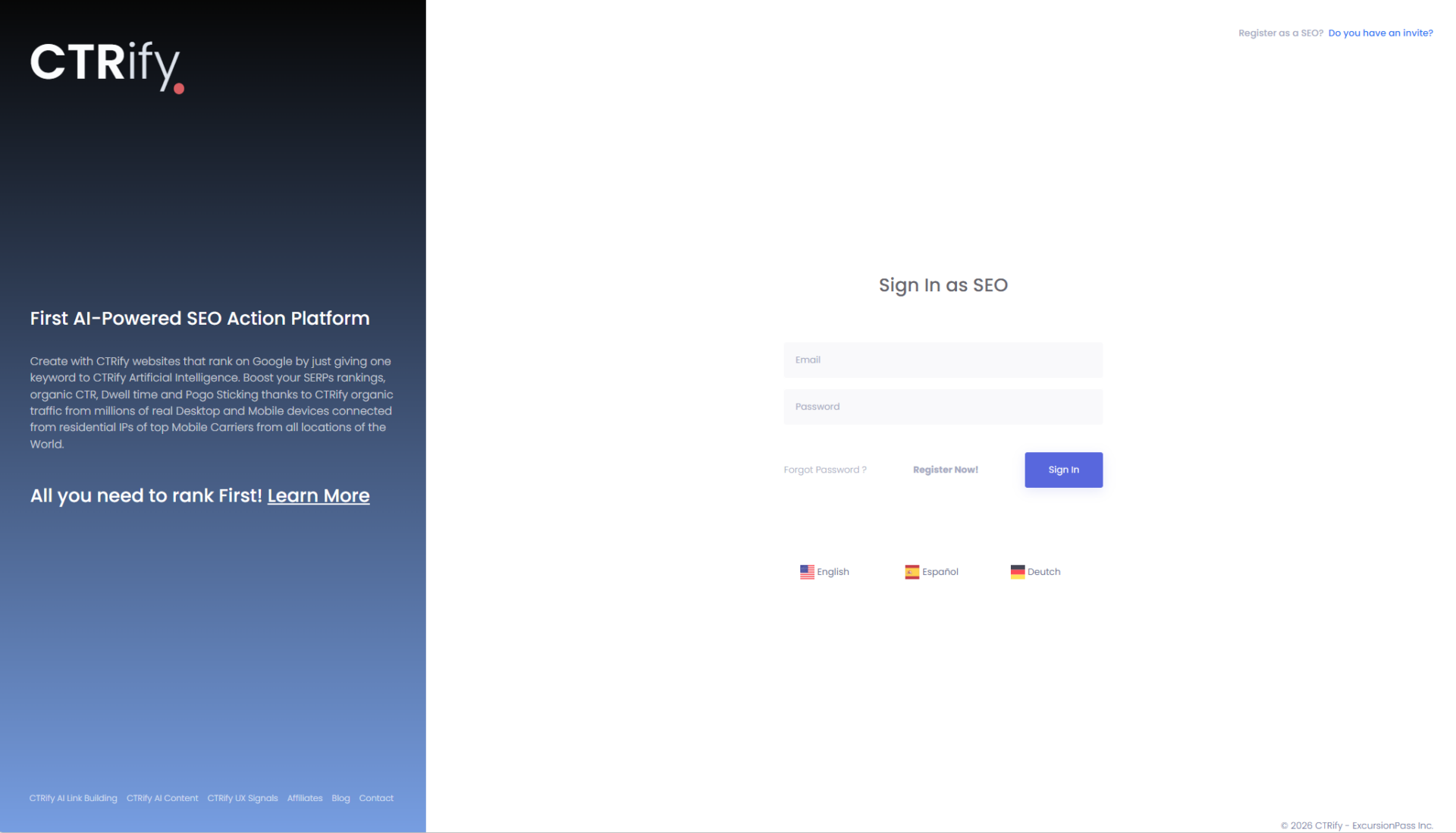 CTRify注册登录页