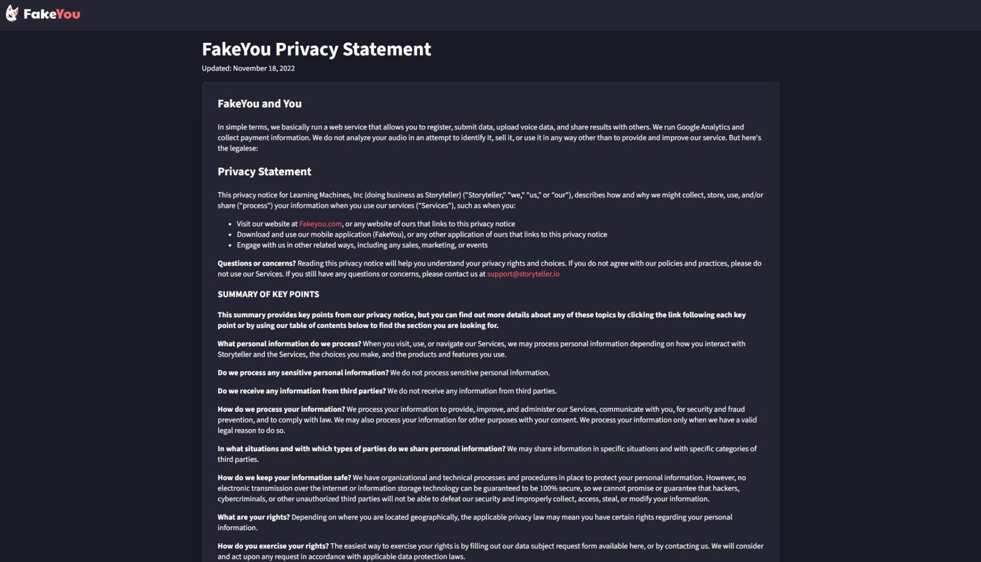 FakeYou隐私政策