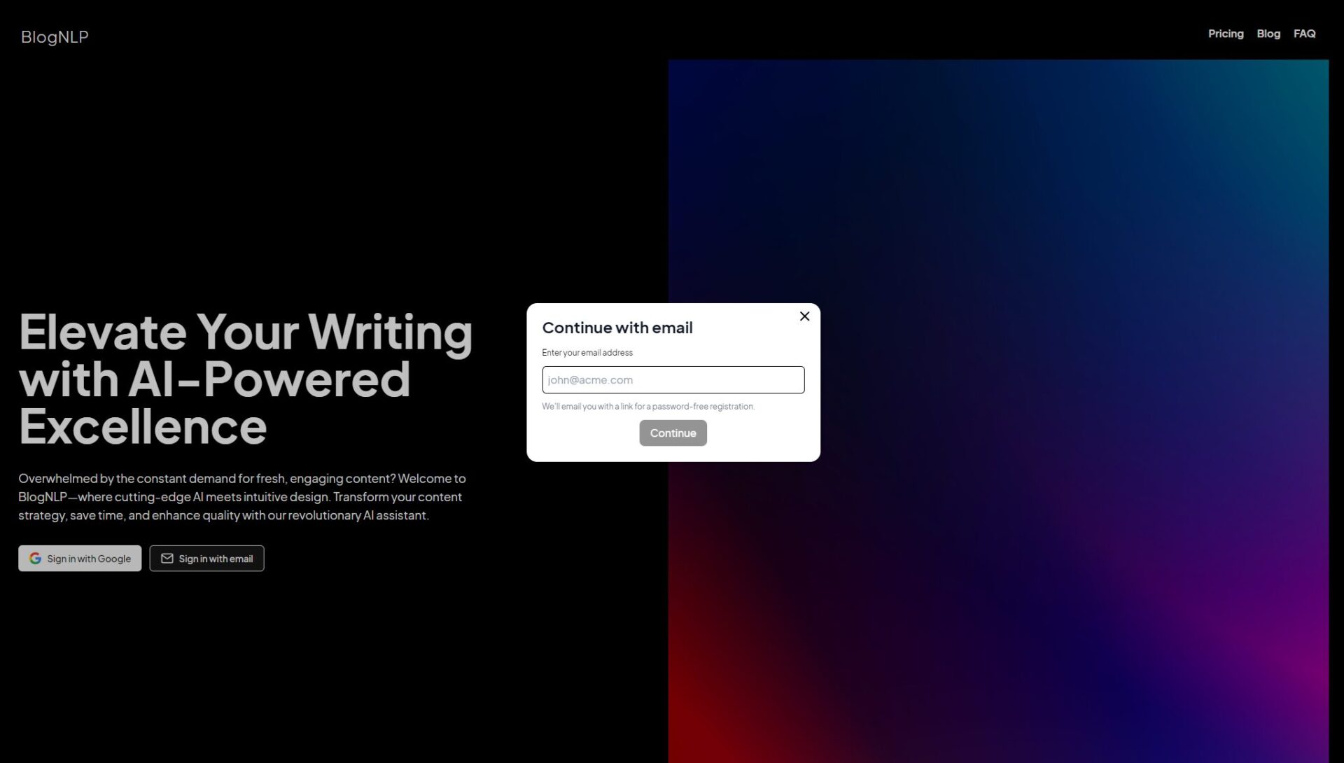 BlogNLP注册登录页