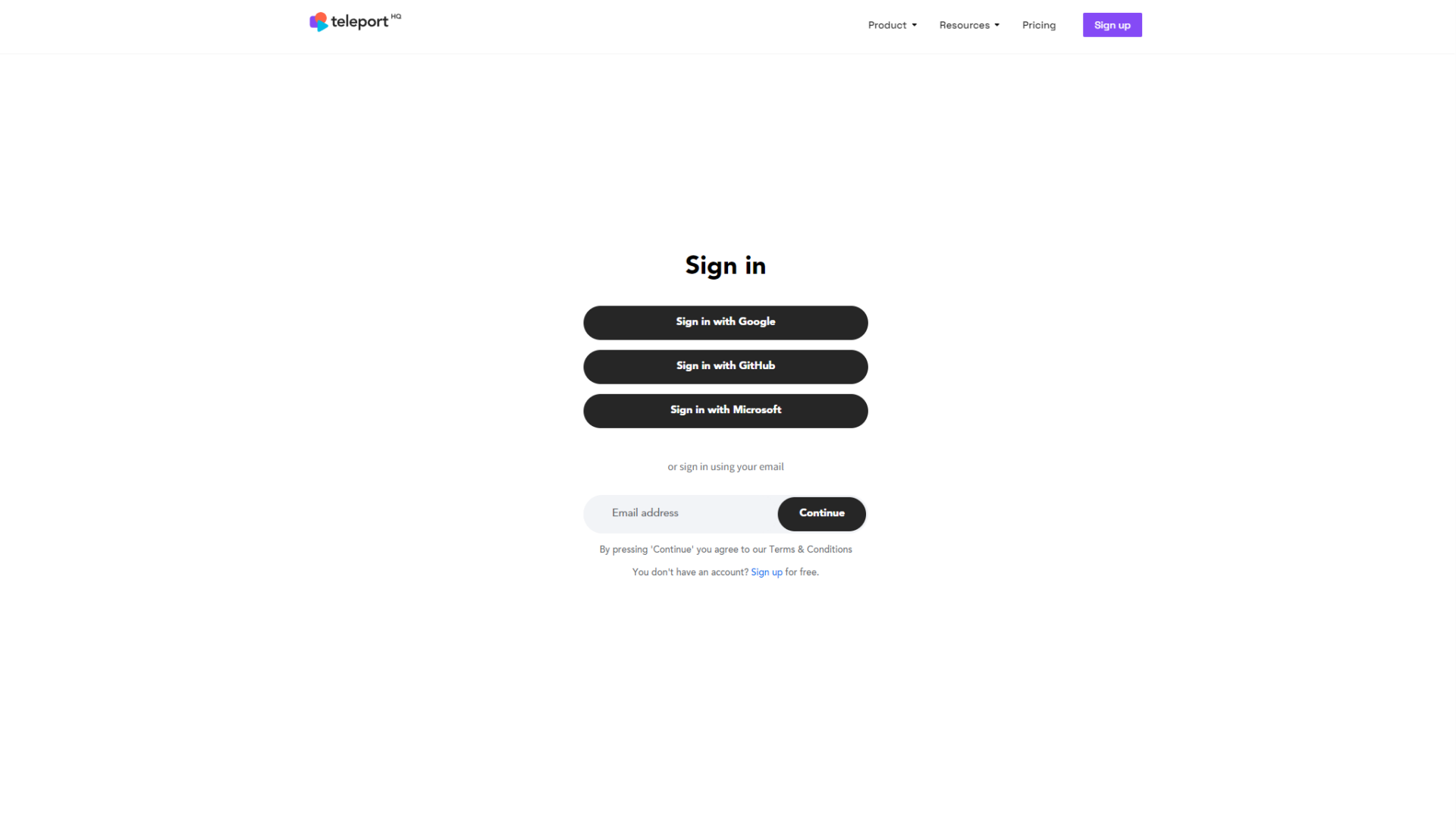 TeleportHQ注册登录页
