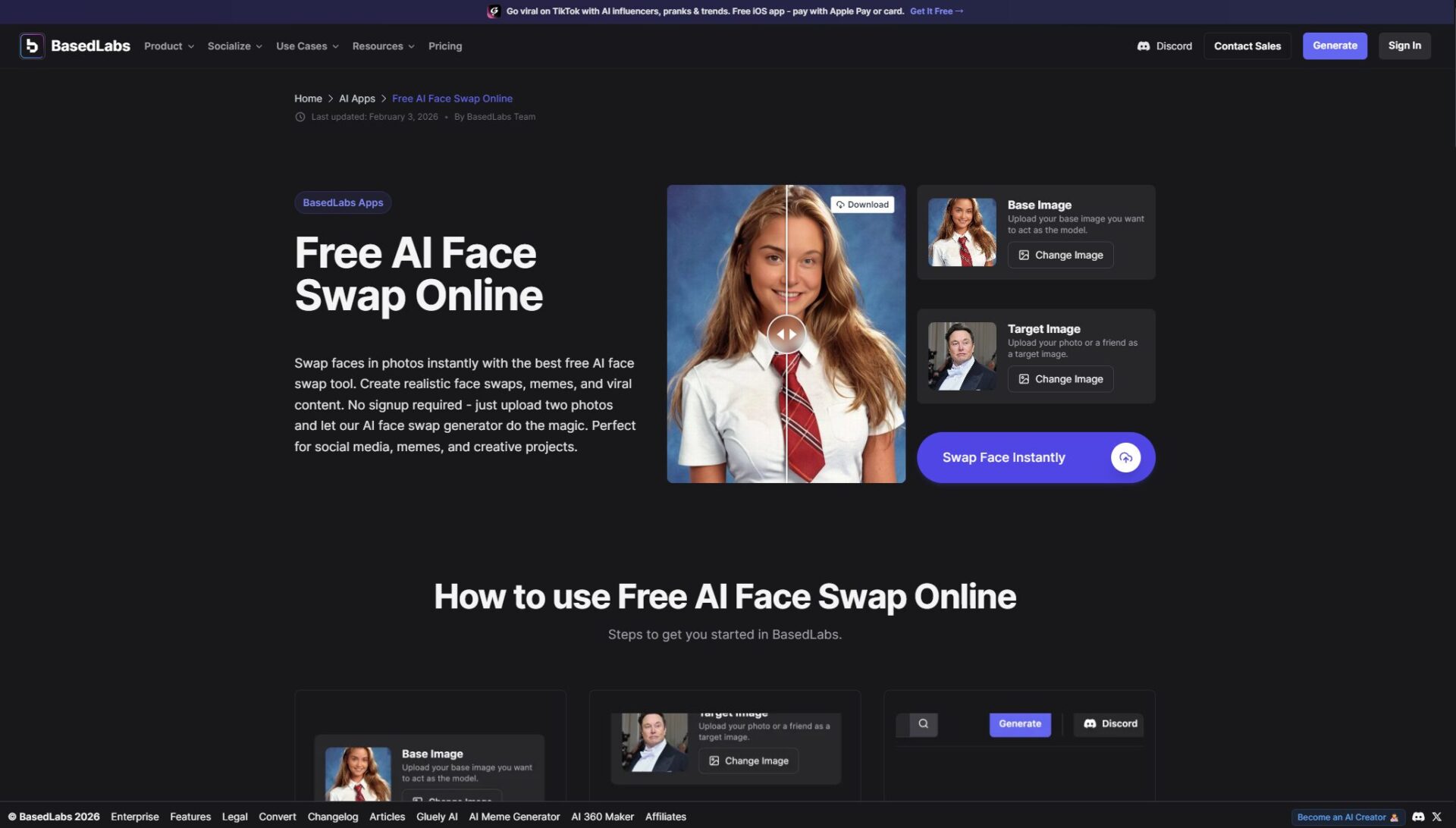 BasedLabs换脸工具界面