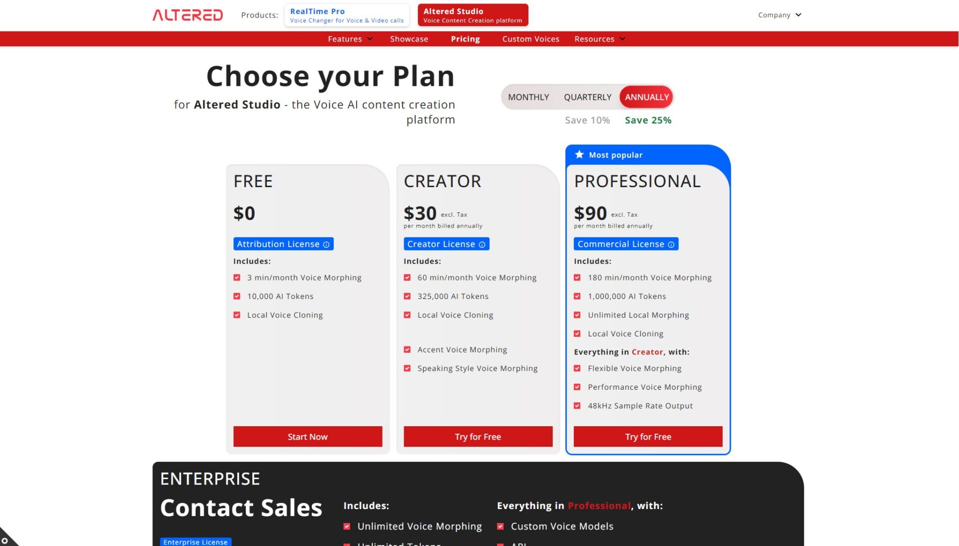 Altered Studio价格页面