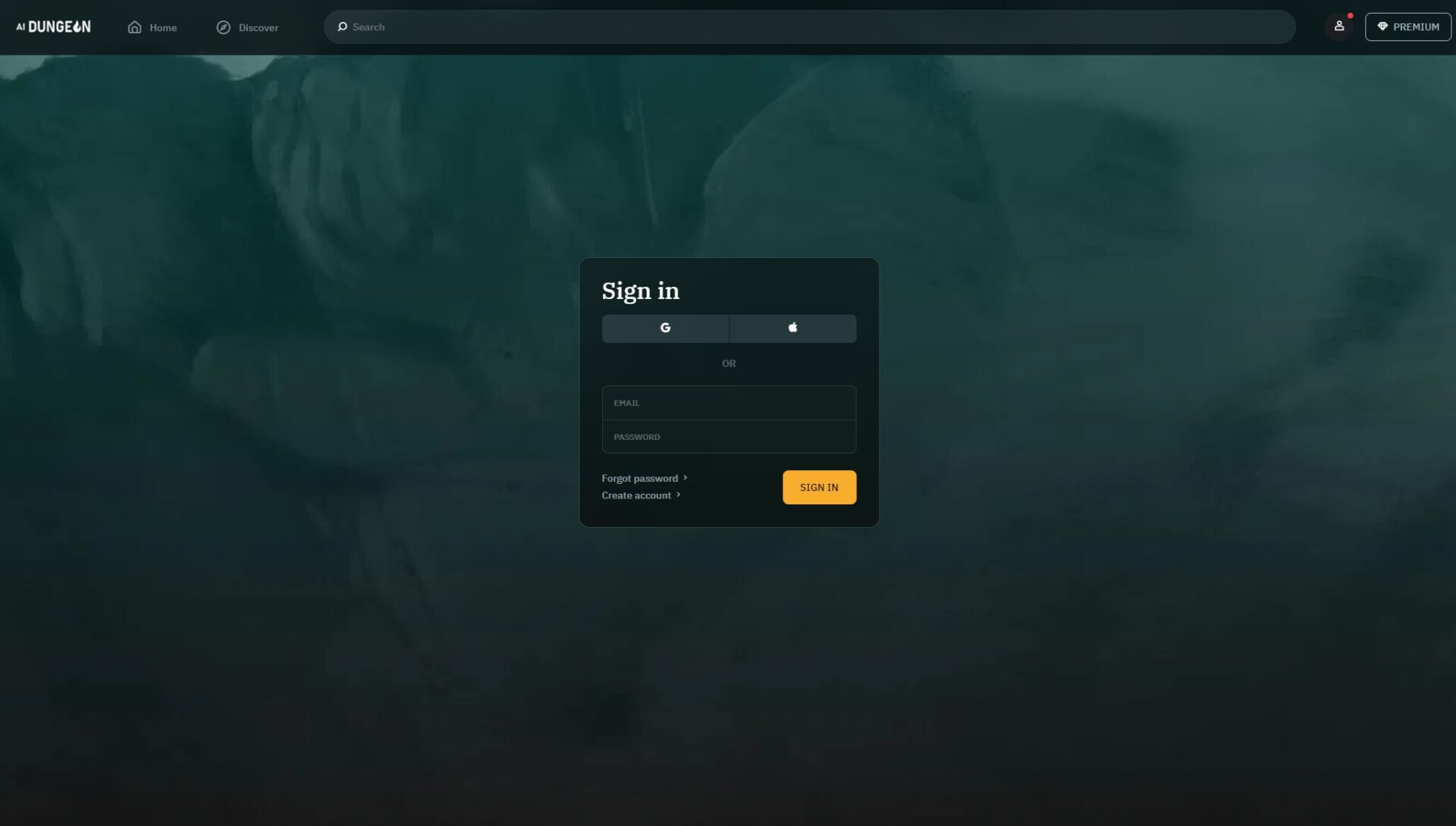 AI Dungeon注册登录页