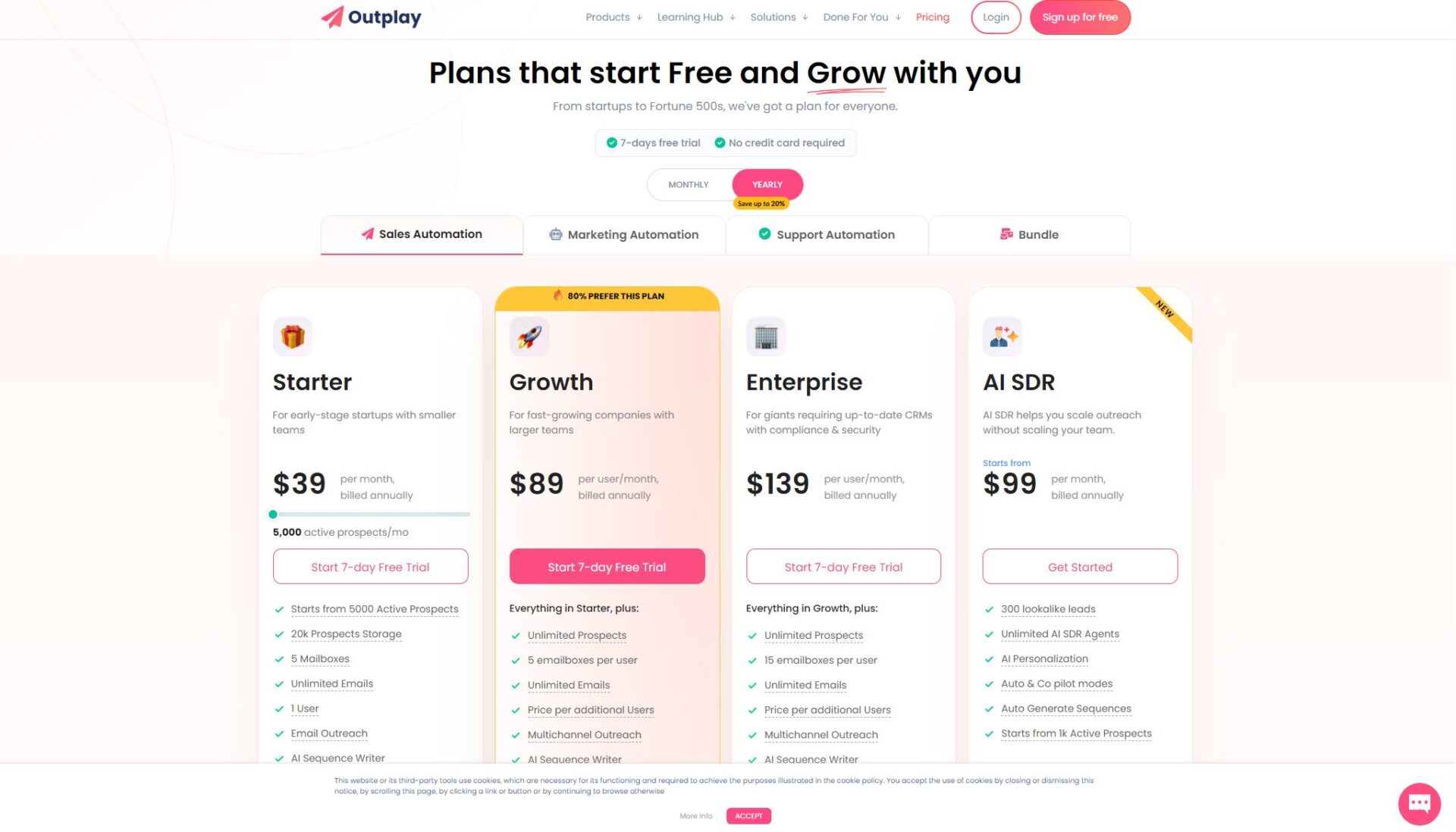 Outplay价格方案页