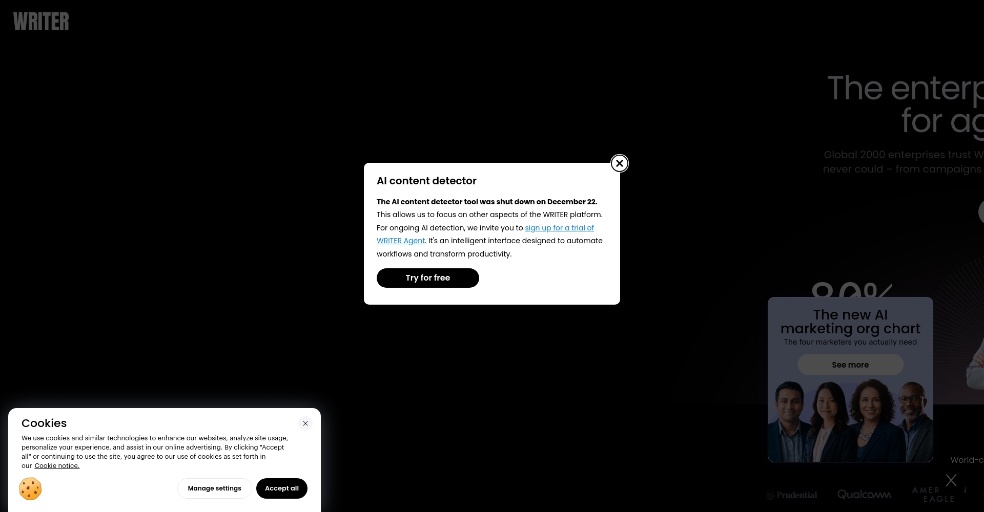 Writer AI检测免费界面