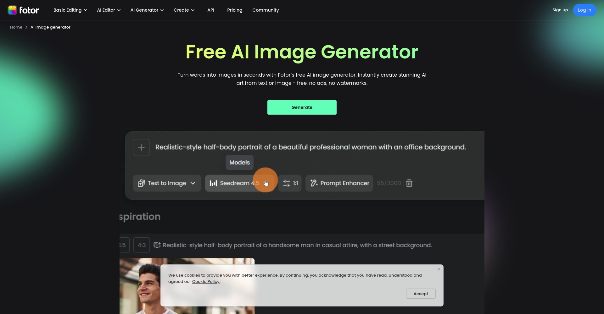 Fotor AI Art Generator功能界面