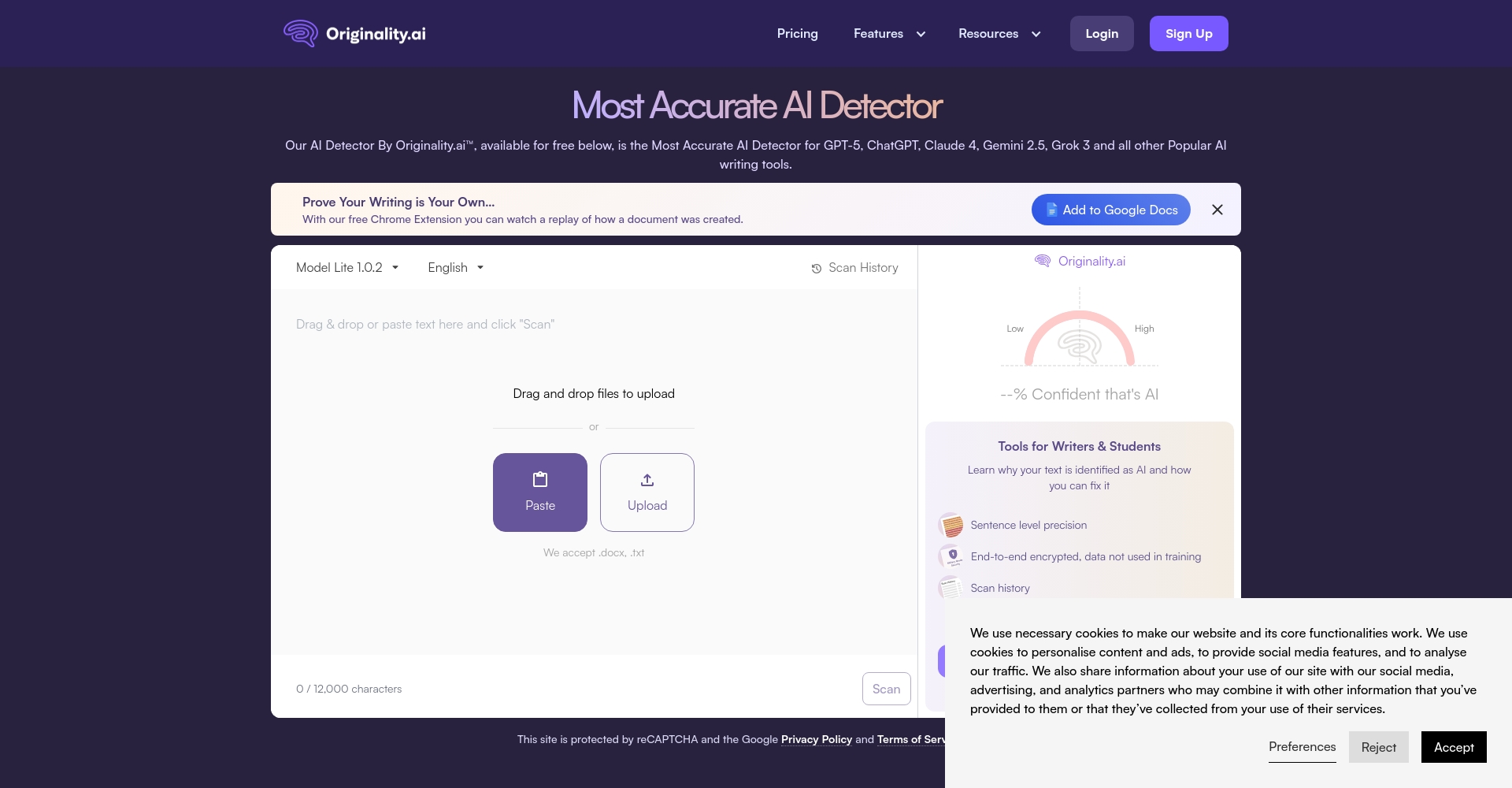 Originality.ai内容创意检测演示