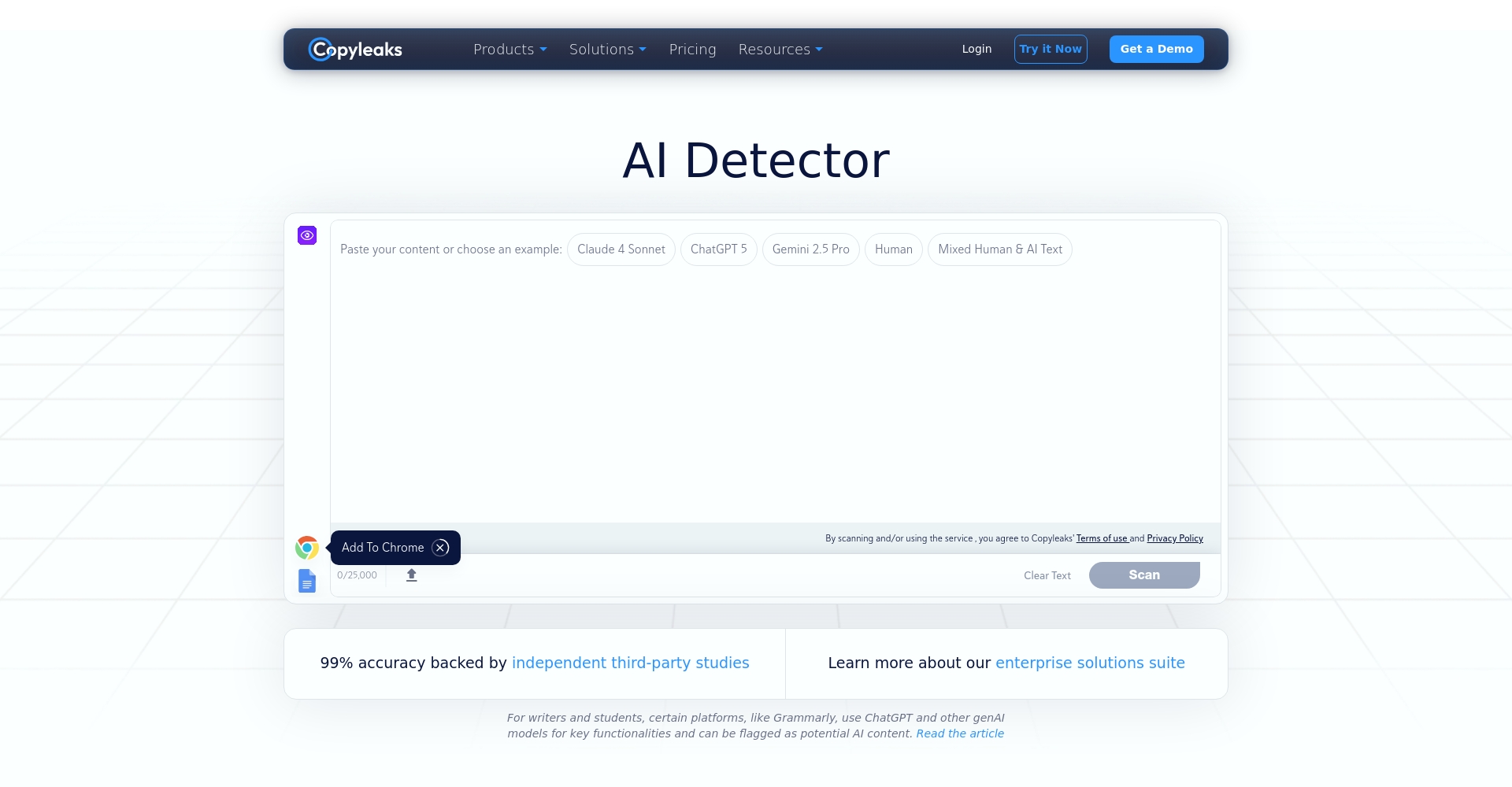 Copyleaks原创性检测界面