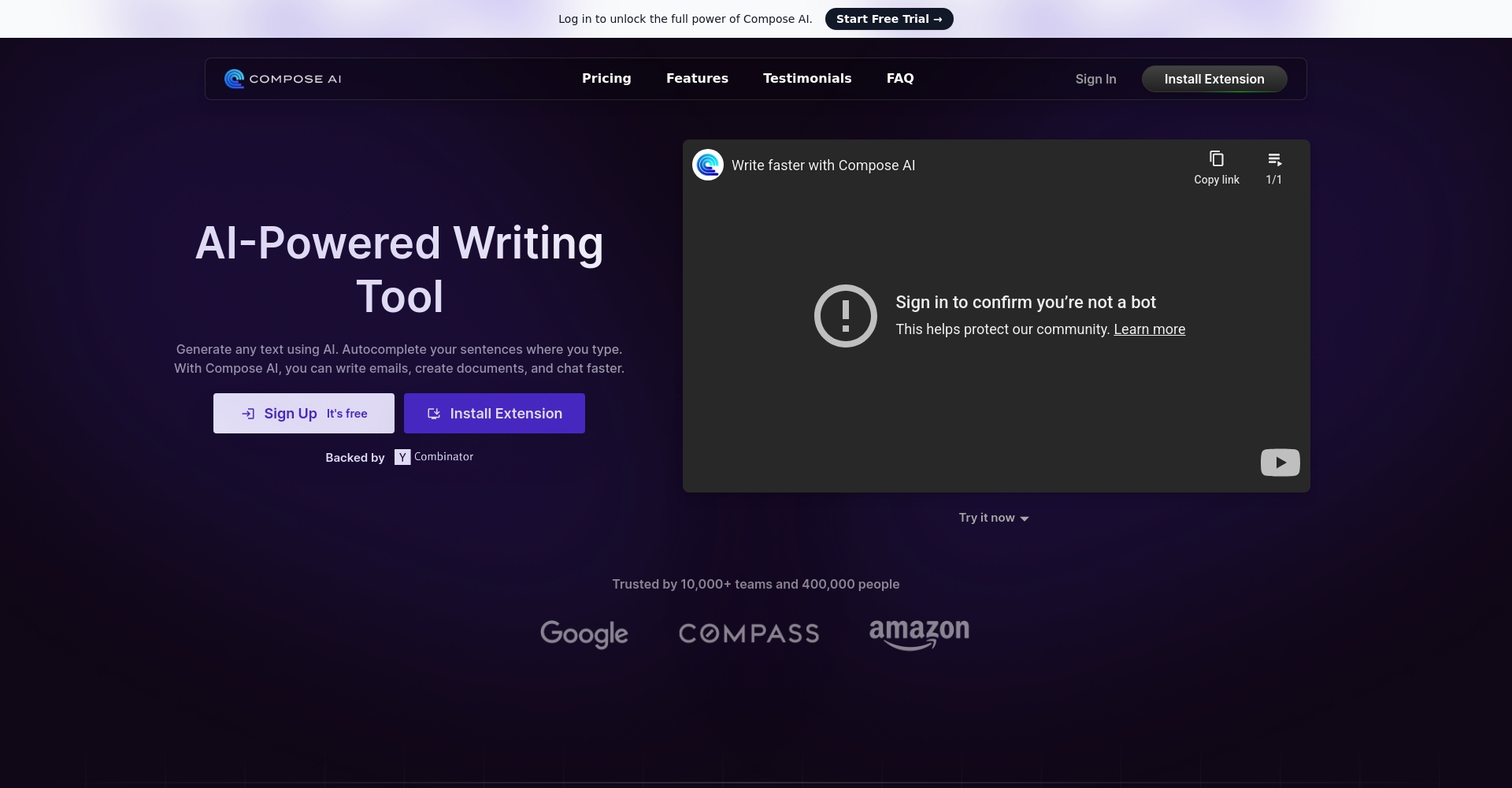 Compose AI官网首页截图