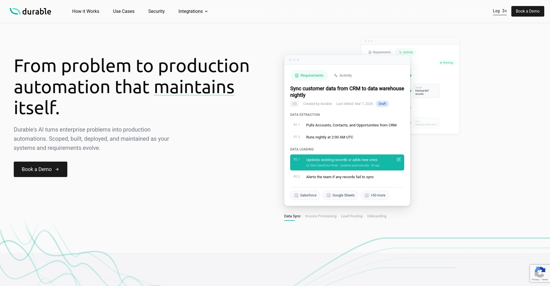 Durable官网首页截图