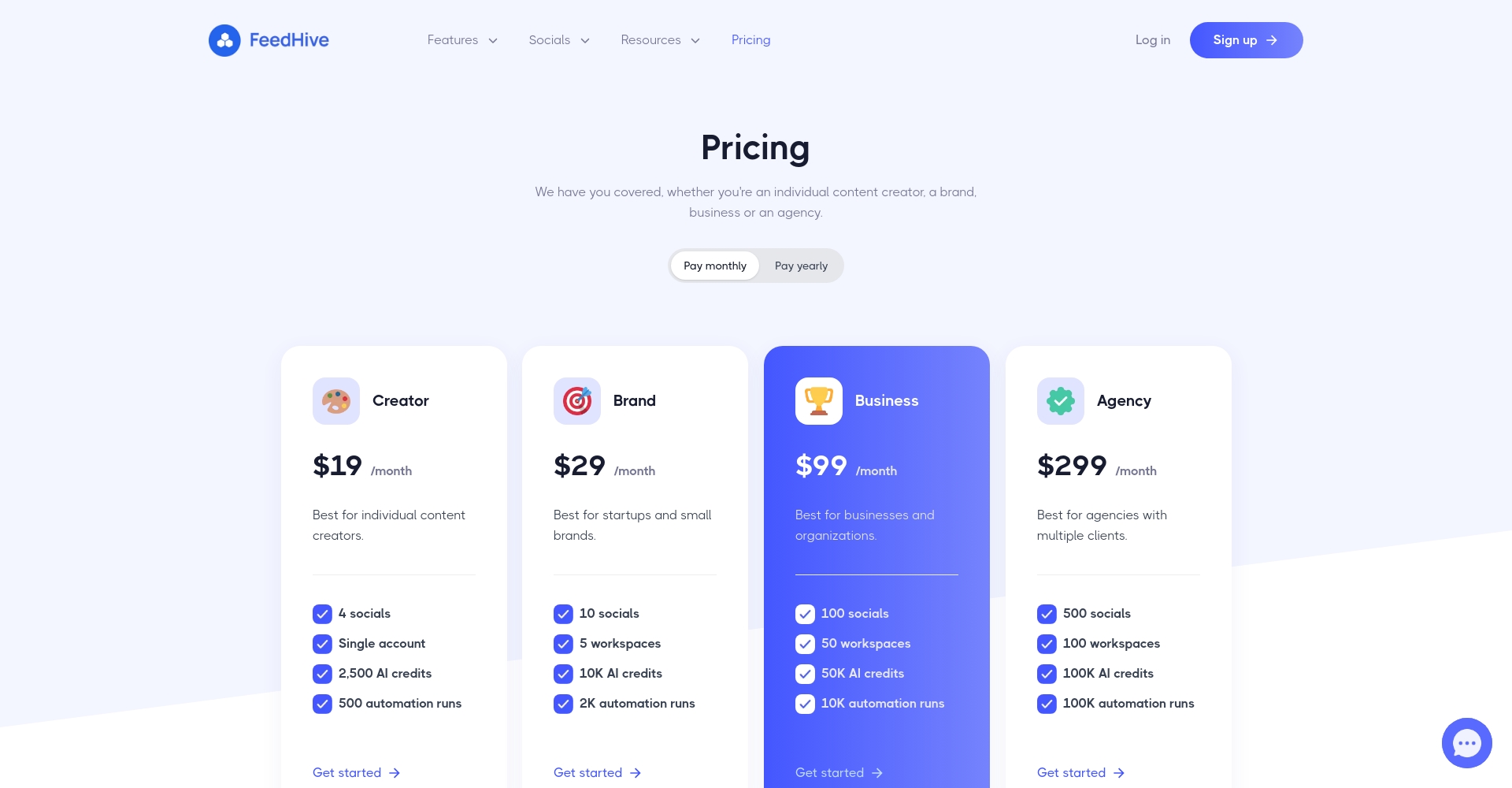 FeedHive价格方案对比表
