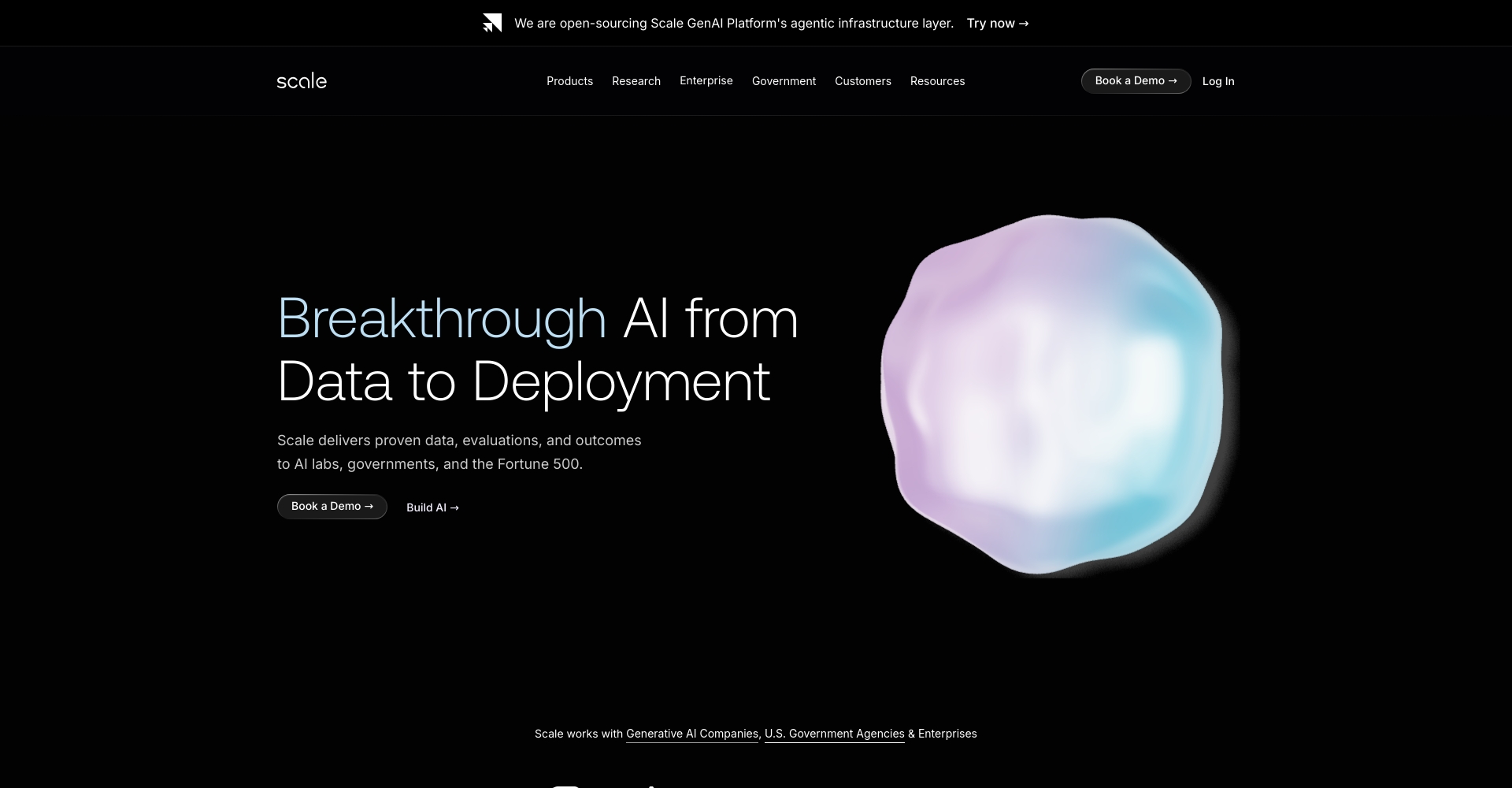 Scale AI官网首页截图