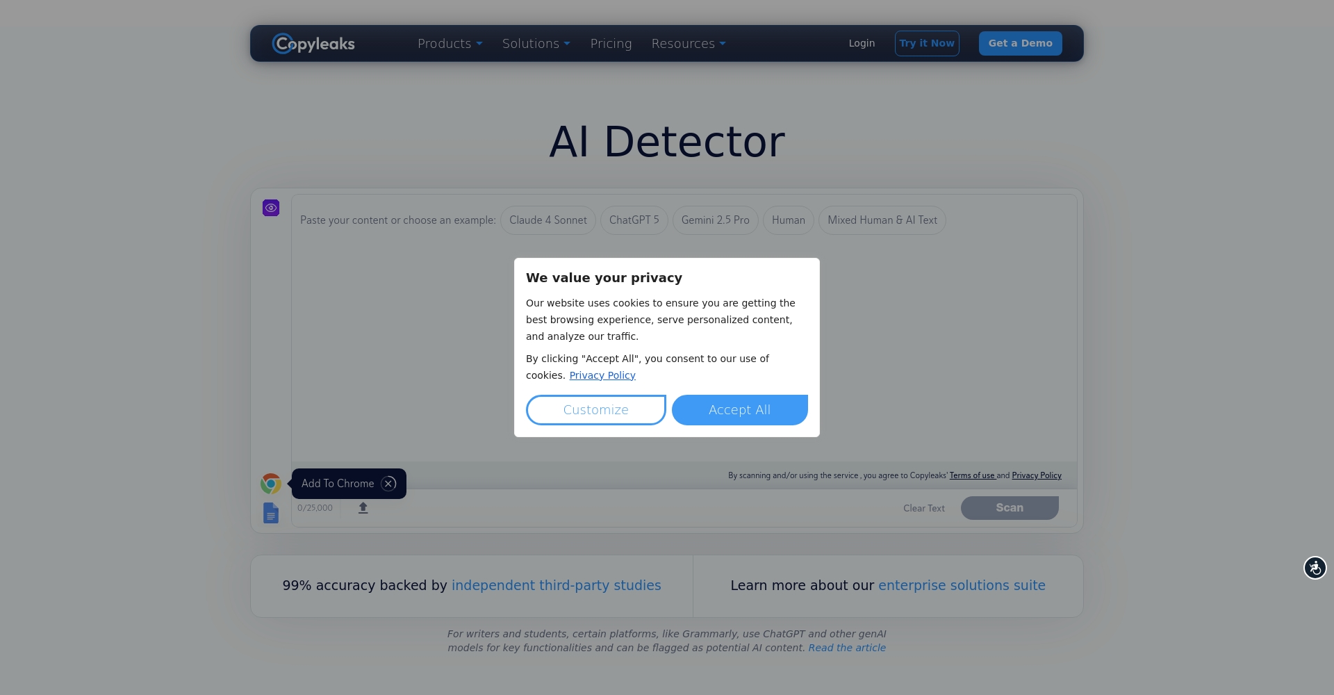 Copyleaks AI检测界面