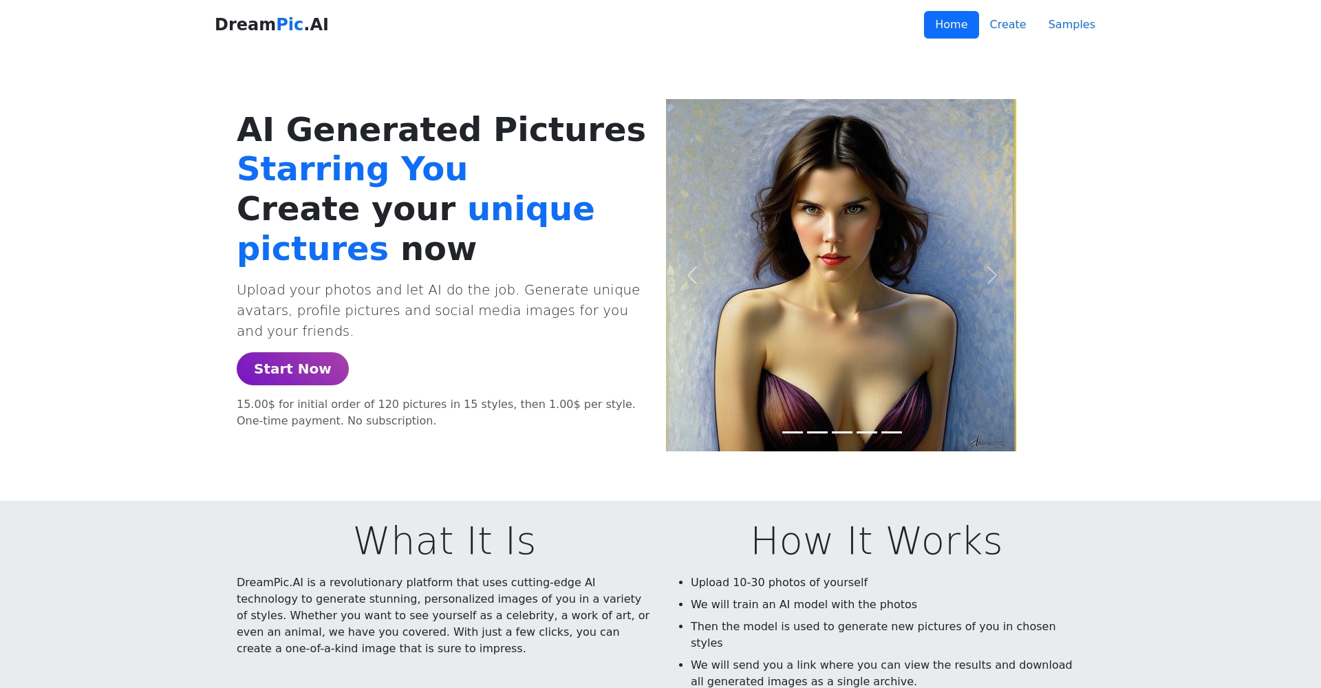 DreamPic.AI官网页面