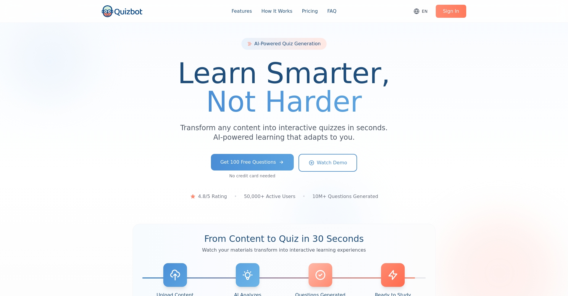 QuizBot.ai官网界面截图