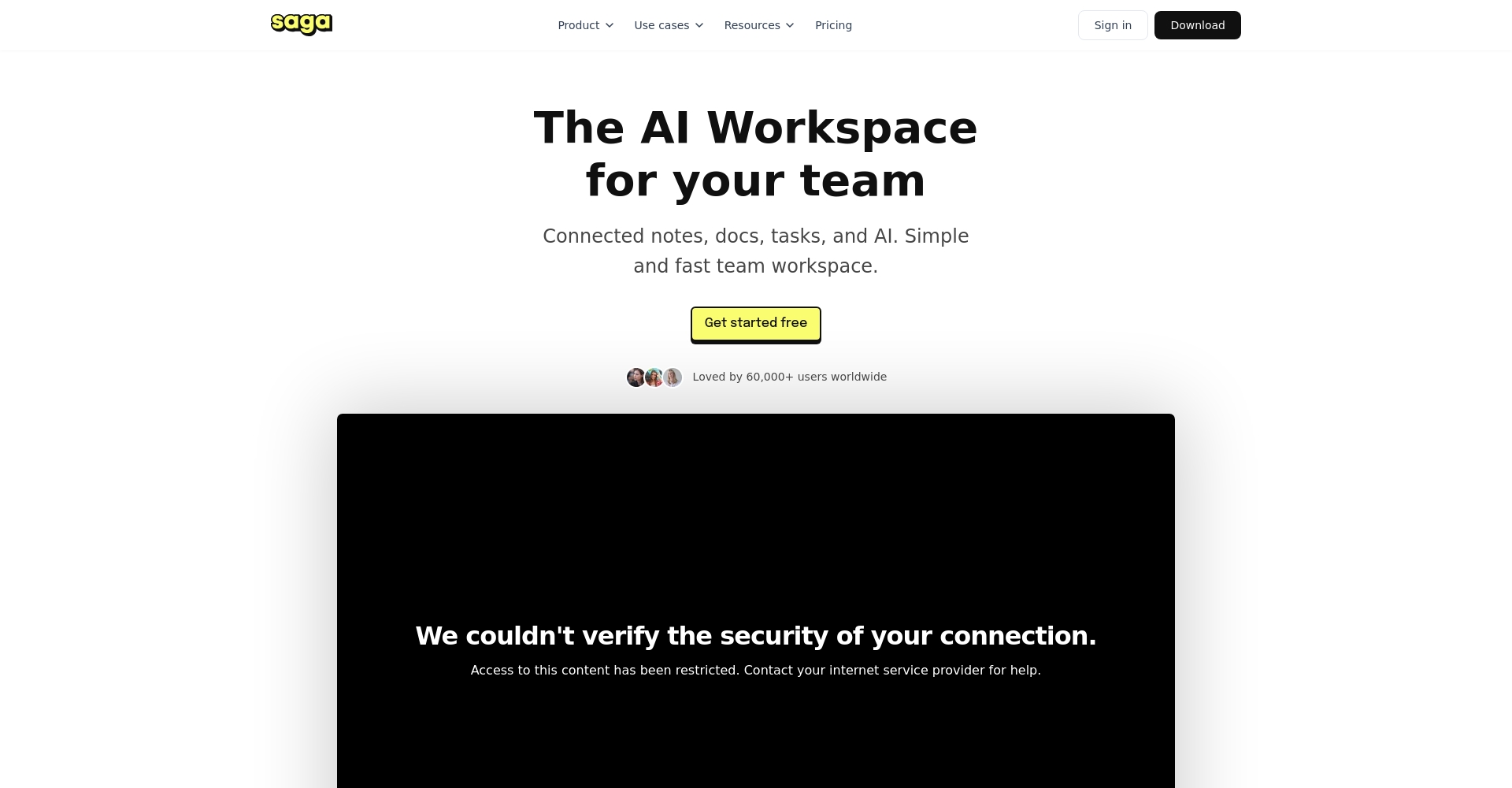 Saga官网首页截图