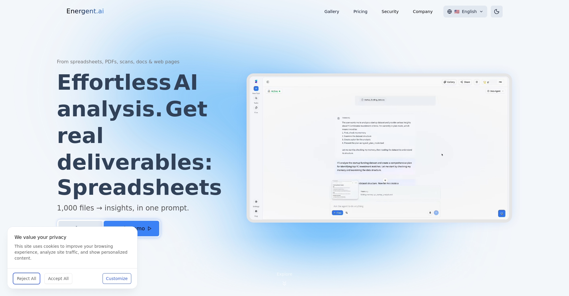Energent.ai企业级AI平台界面
