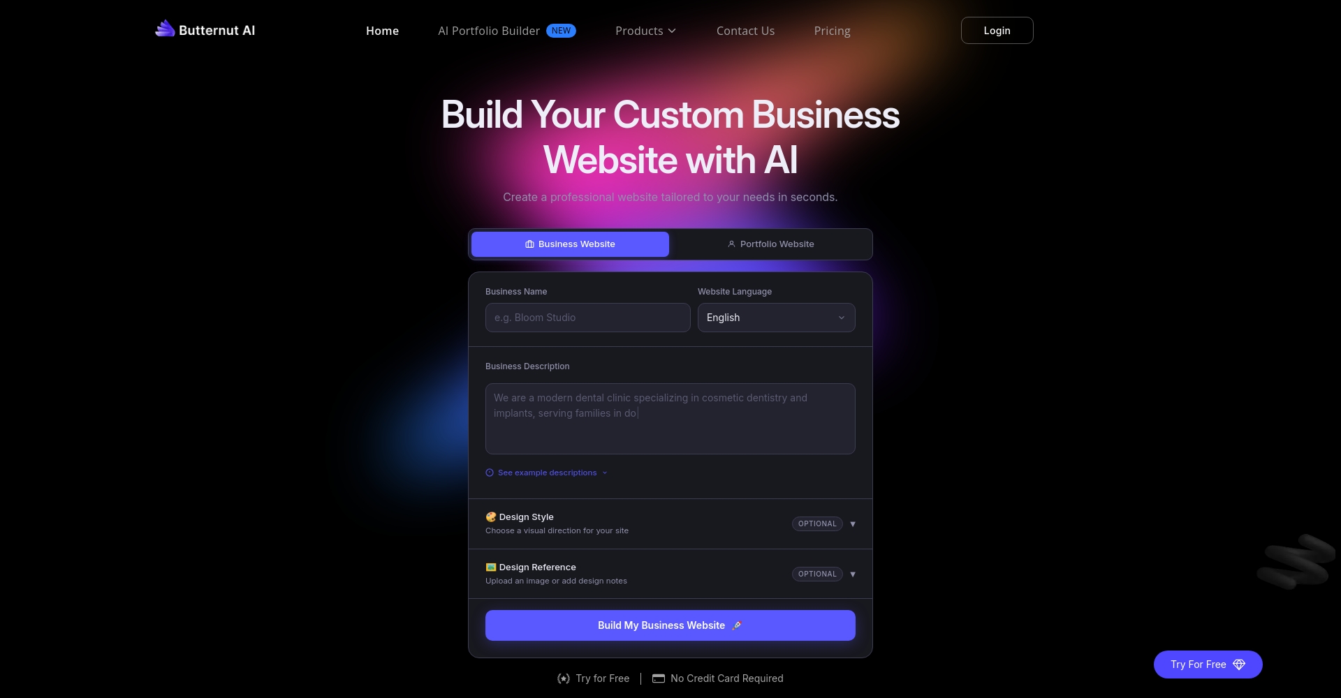 Butternut AI官网界面