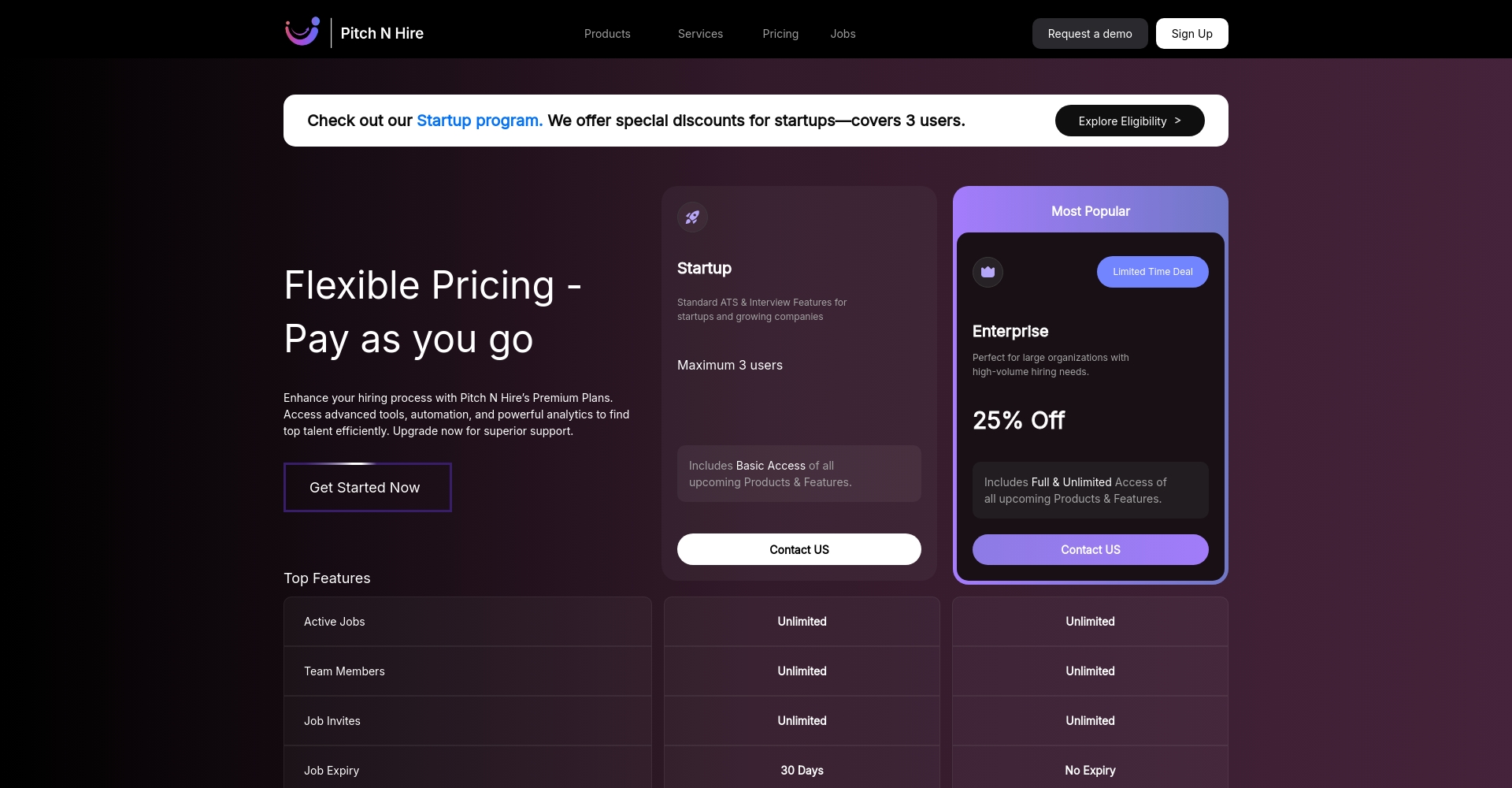 Pitch N Hire官方套餐价格对比