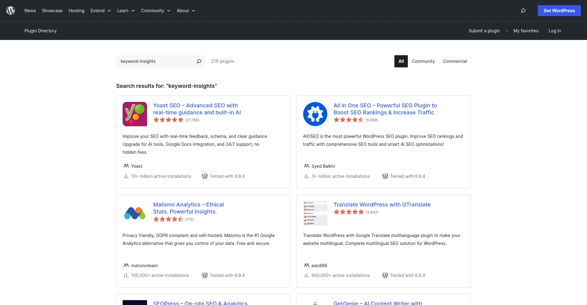 WordPress插件页面截图