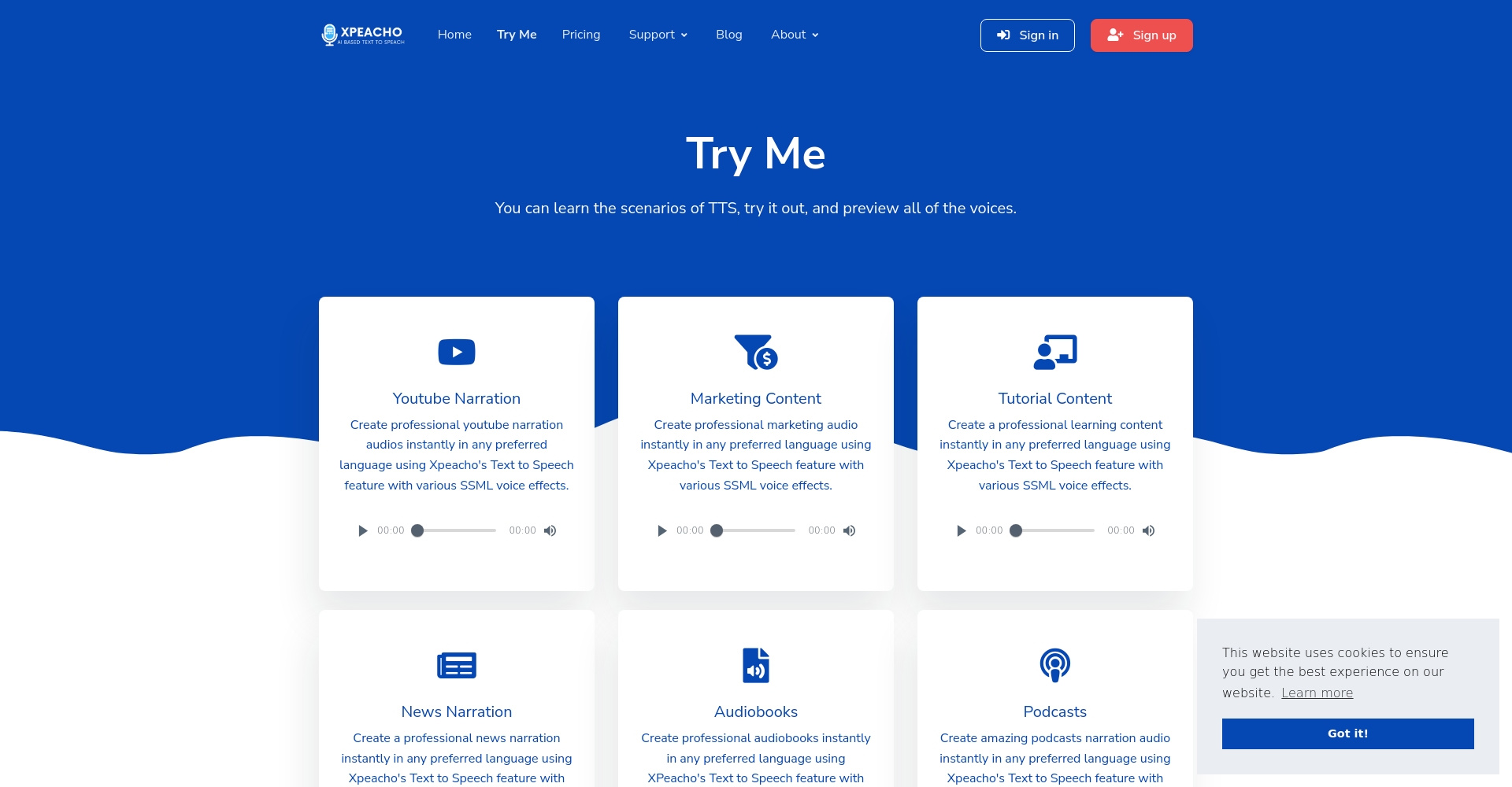 Xpeacho语音体验页面截图