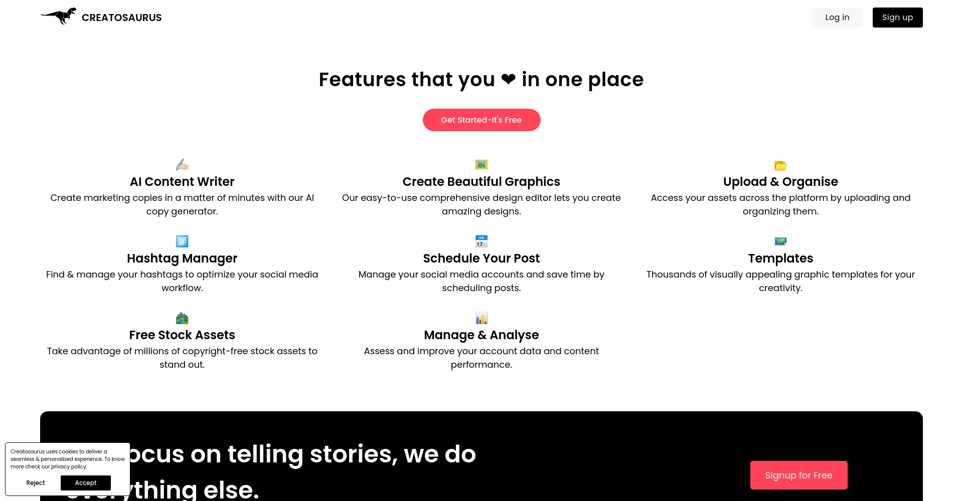 Creatosaurus官方功能页面截图