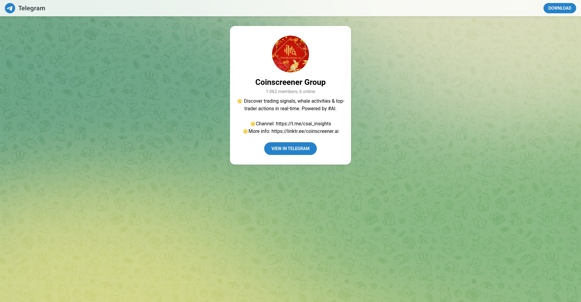 CoinScreener官方Telegram频道截图