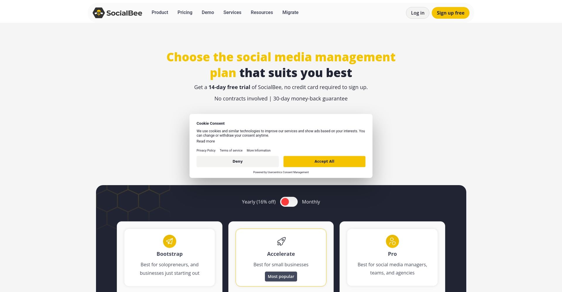 SocialBee付费套餐