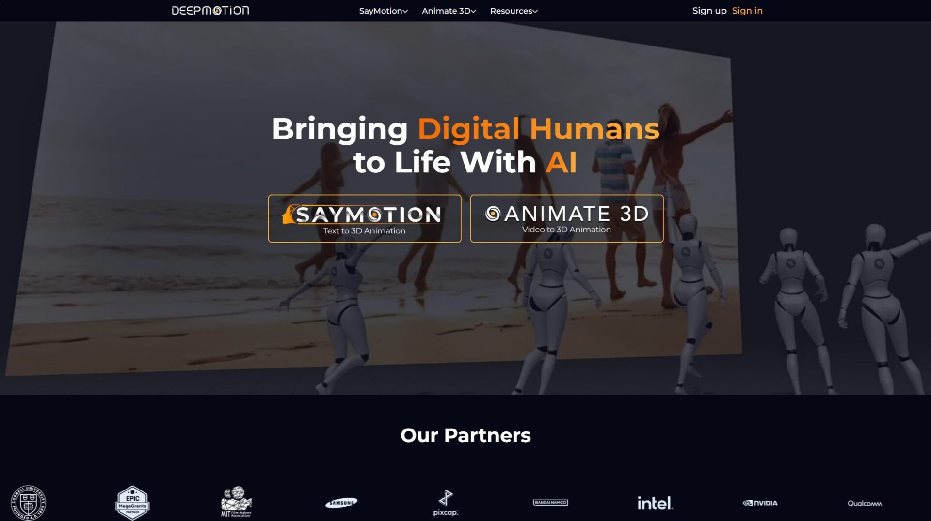 Deepmotion AI官方网站页面截图