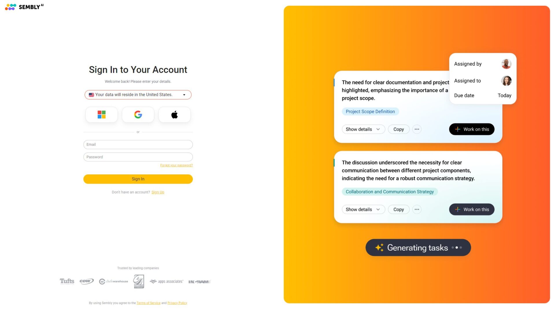Sembly AI注册登录页