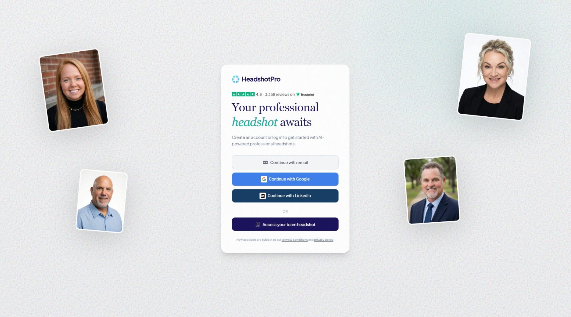 HeadshotPro注册登录页