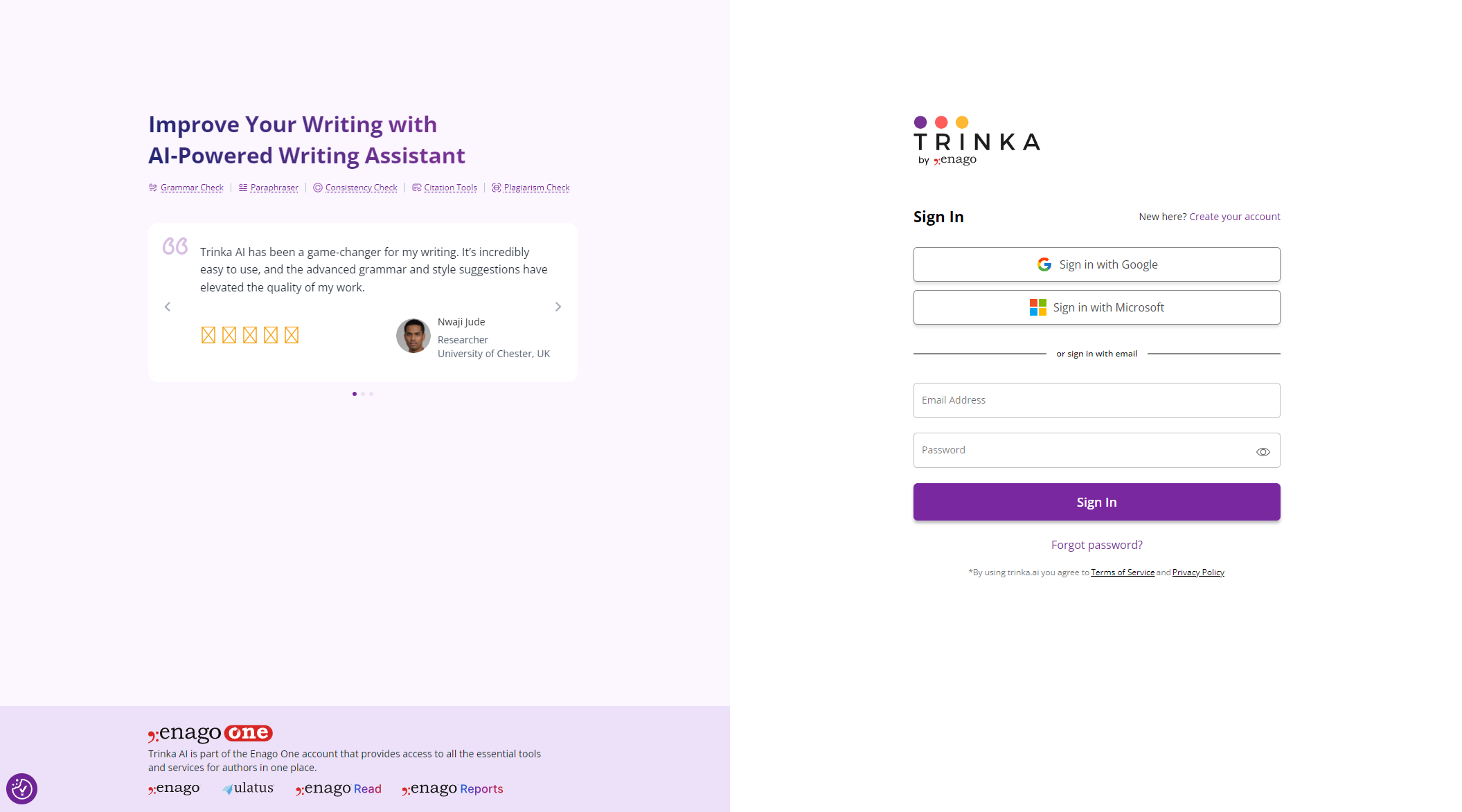 Trinka AI注册登录页