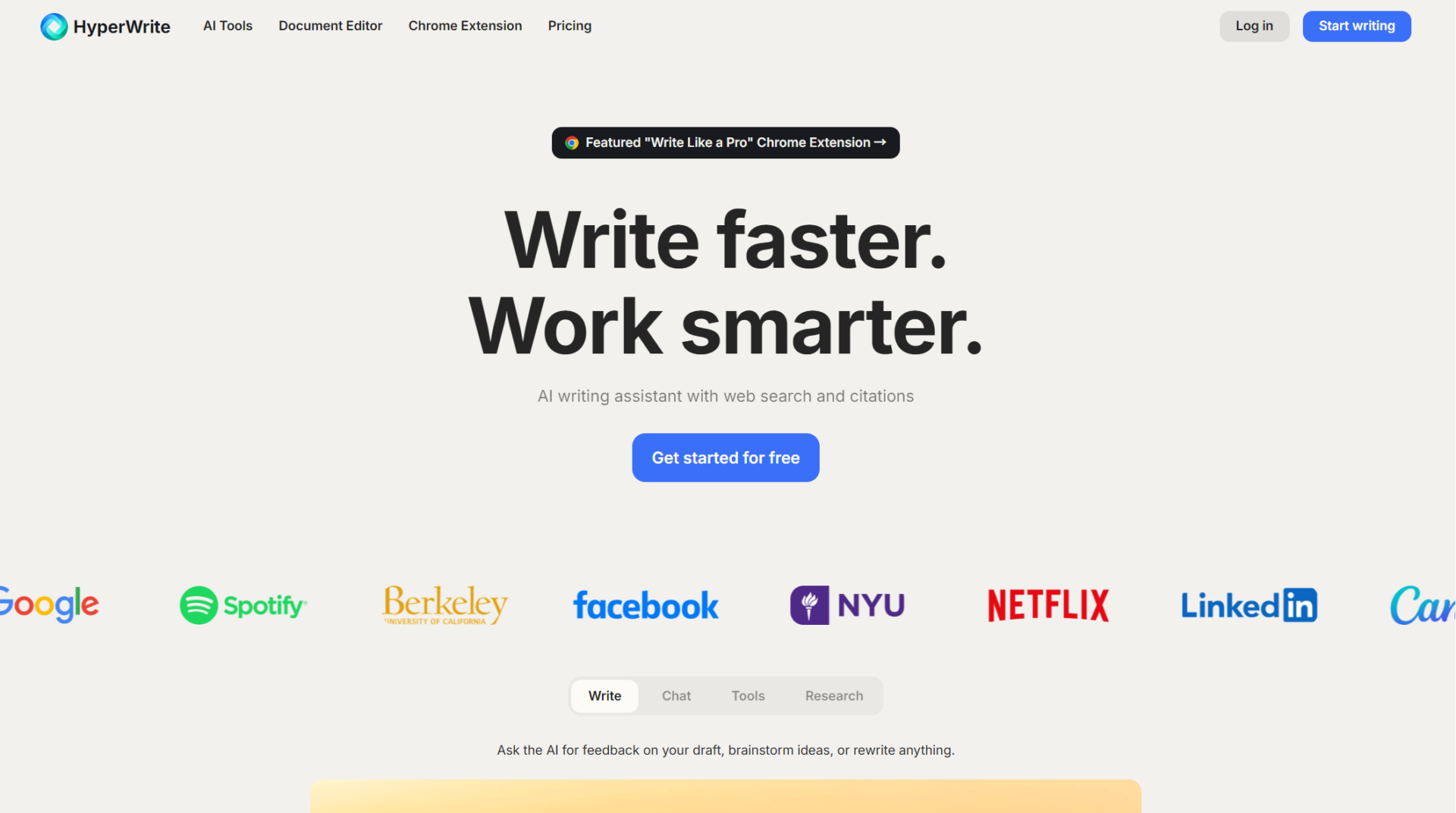 HyperWrite AI官网首页
