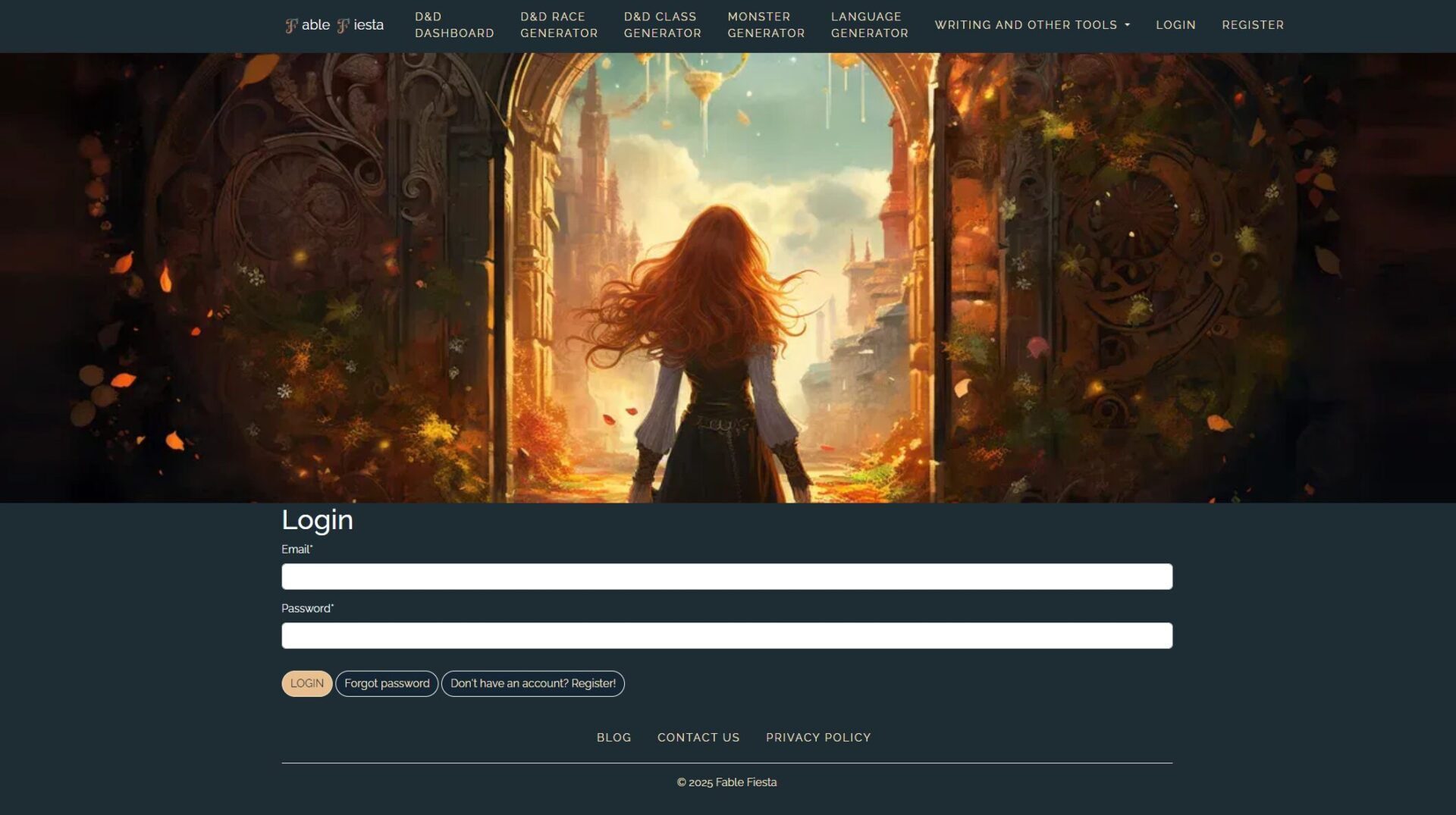 Fable Fiesta注册登录页