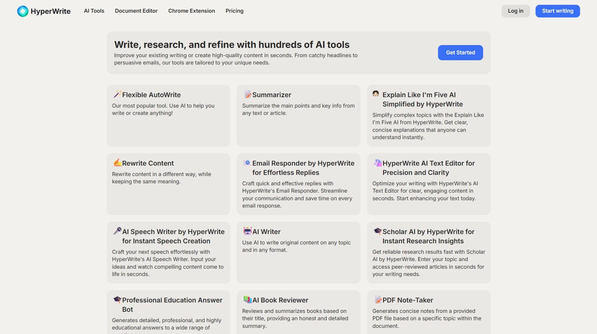 HyperWrite AI工具支持一览
