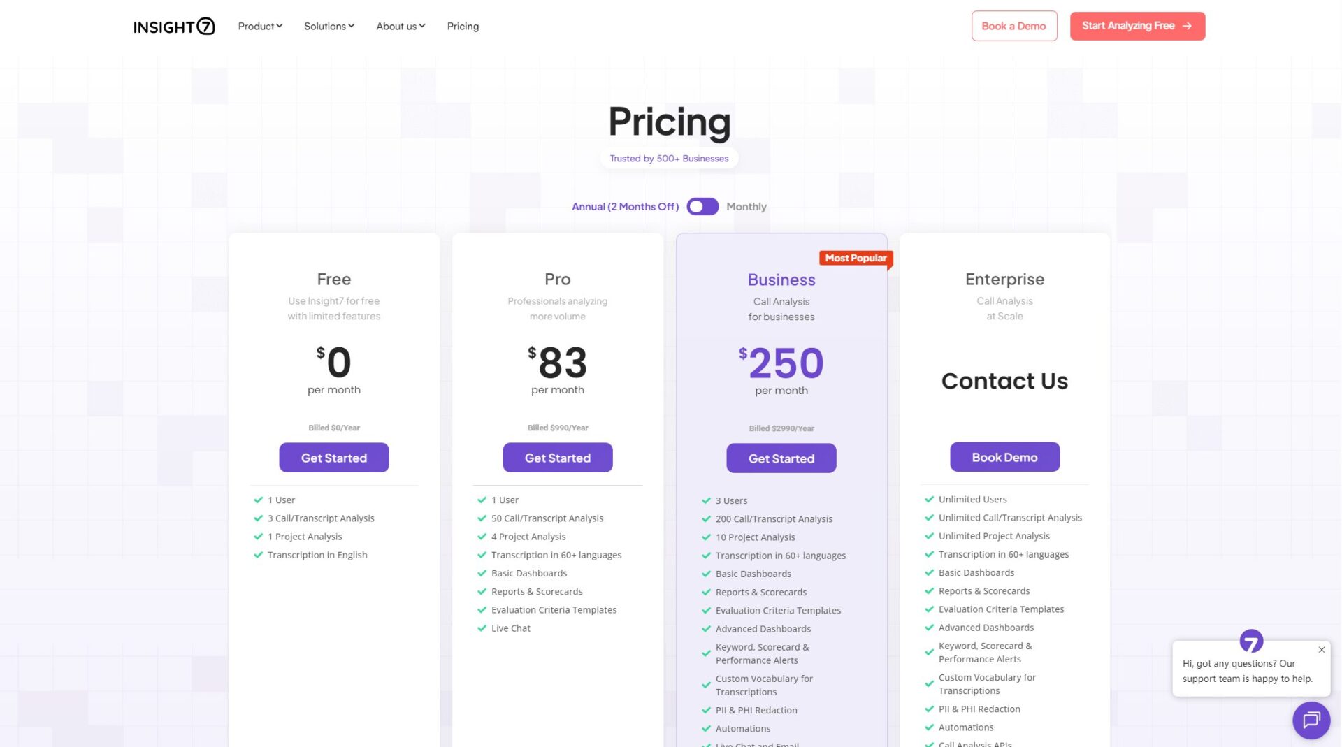 Insight7价格方案页