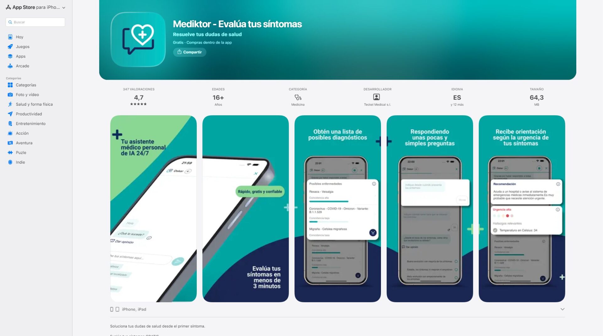 Mediktor app下载页